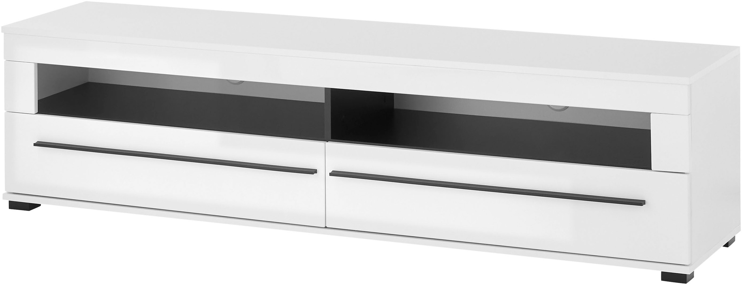 Home affaire Lowboard "Cantara, TV-Unterteil modern, Kommode in Eiche Evoke, Weiß o Kaschmir" schwarze Stangengriffe, ausreichend Stauraum, vielseitig einsetzbar