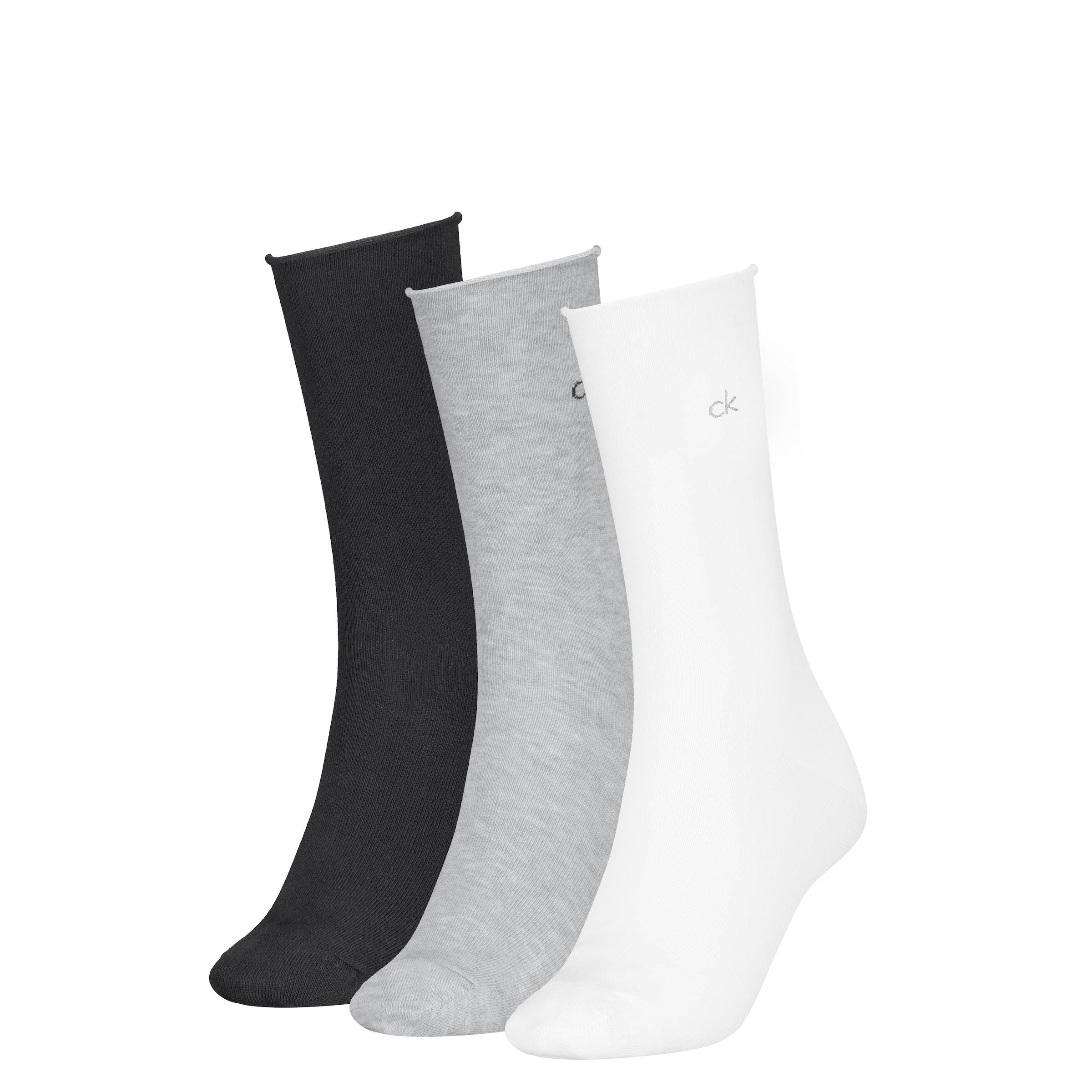 Calvin Klein Socken "CK WOMEN SOCK ROLLTOP" 3 Paar, mit kleinem Rollbund, C günstig online kaufen