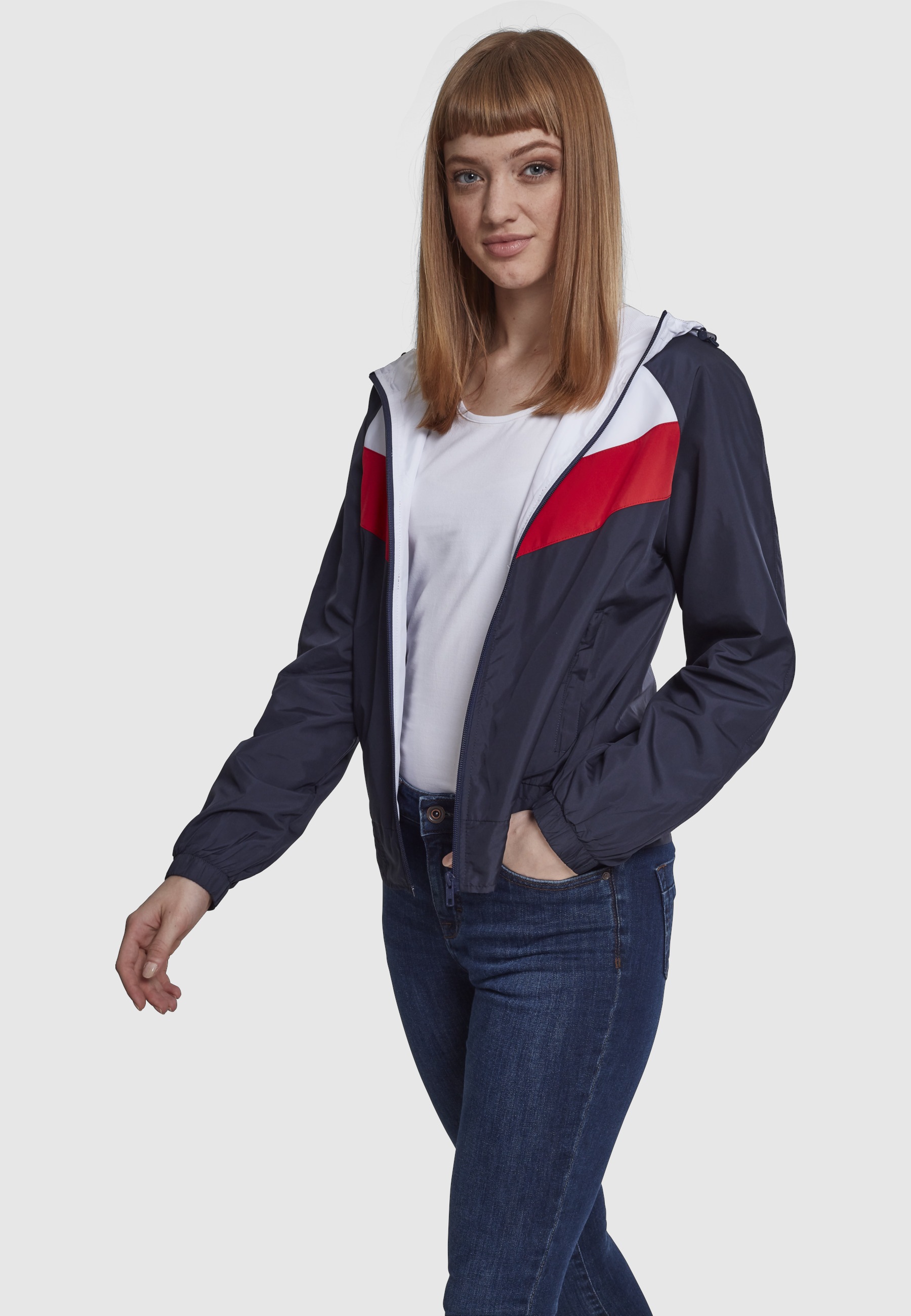 URBAN CLASSICS Anorak »Urban Classics Damen Ladies 3-Tone Windbreaker« 1 Stk. tlg. mit Kapuze