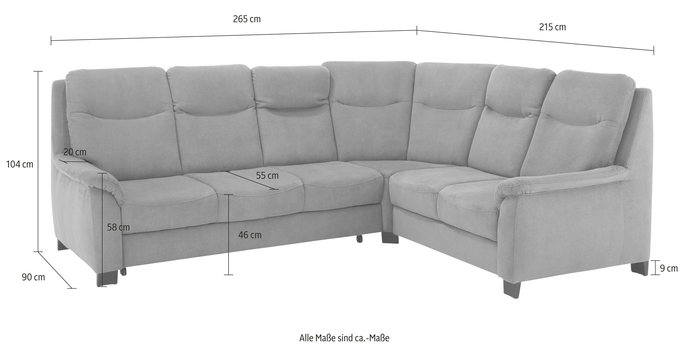 Home affaire Ecksofa »Boccaccio L-Form«, mit Federkern, incl. Kopfteilverstellung, wahlweise Bettfunktion