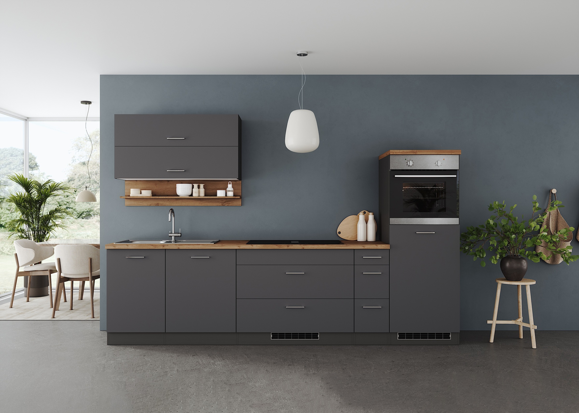 KOCHSTATION Küchenzeile "KS-Milan, optional mit Muldenlüfter" Breite 300 cm günstig online kaufen