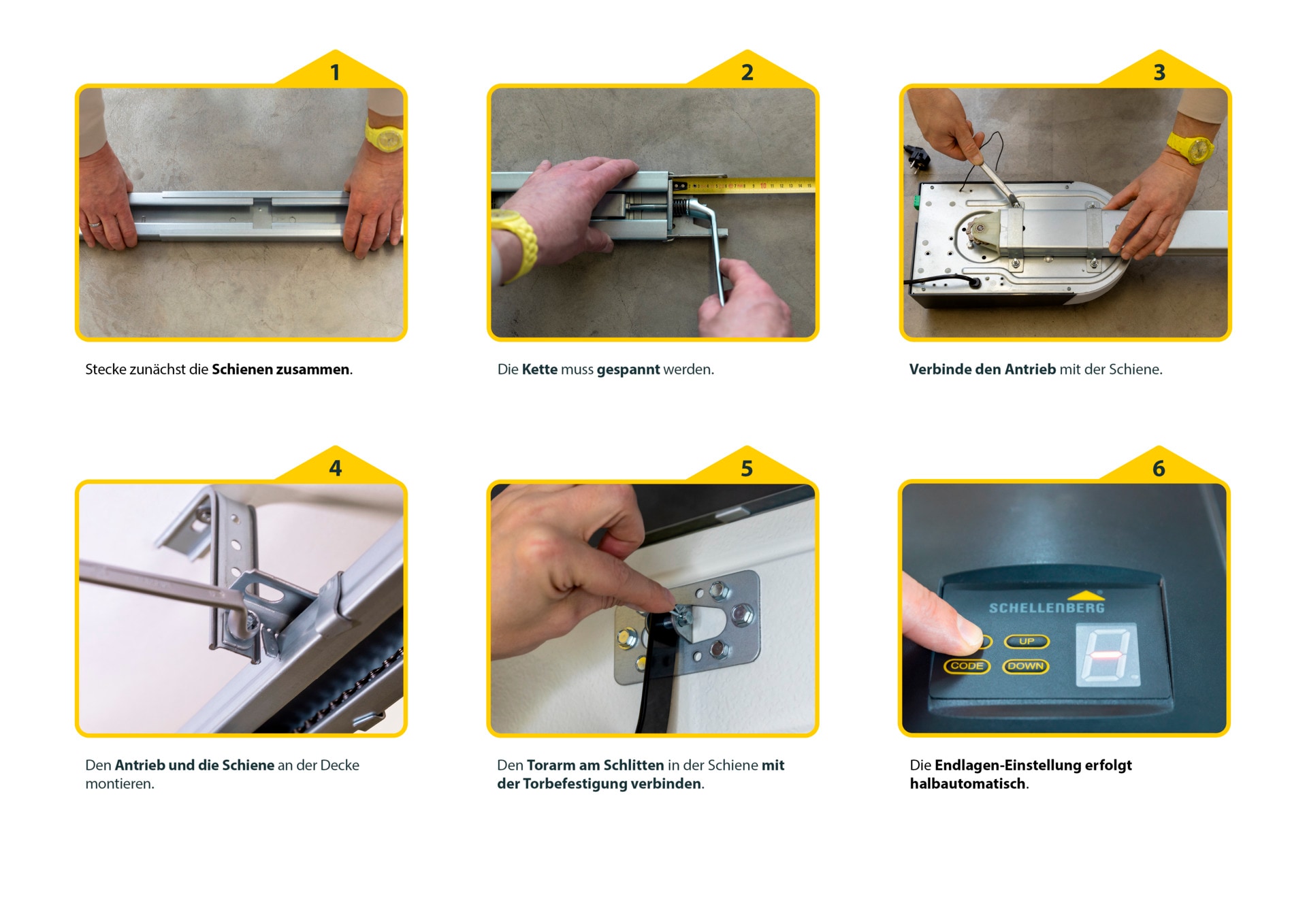 SCHELLENBERG Garagentorantrieb »Powerlift 800 N, max. Torfläche 14 m², Zugkraft 800 N« inkl. 2x 4-Kanal Handsender und Sonnenblendenclip