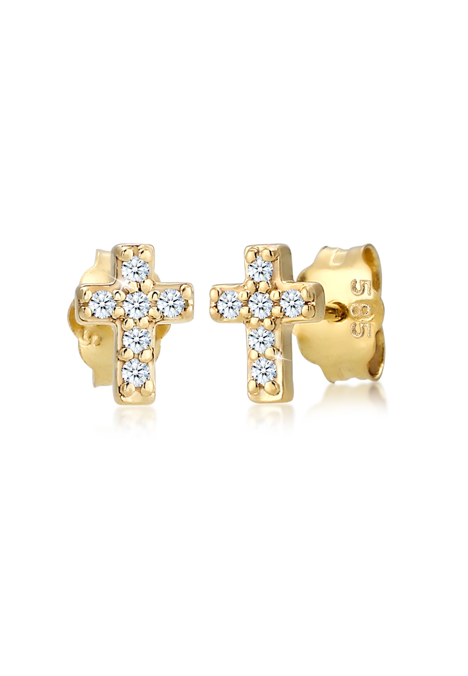 Paar Ohrstecker »Kreuz Religion Diamant (0.06 ct) 585er Gelbgold«