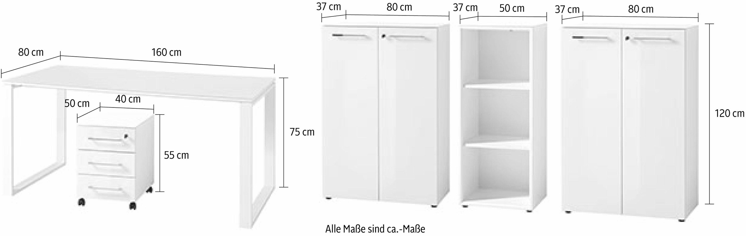 GERMANIA Büromöbel-Set »GW-Monteria«, (Set, 5 tlg.)