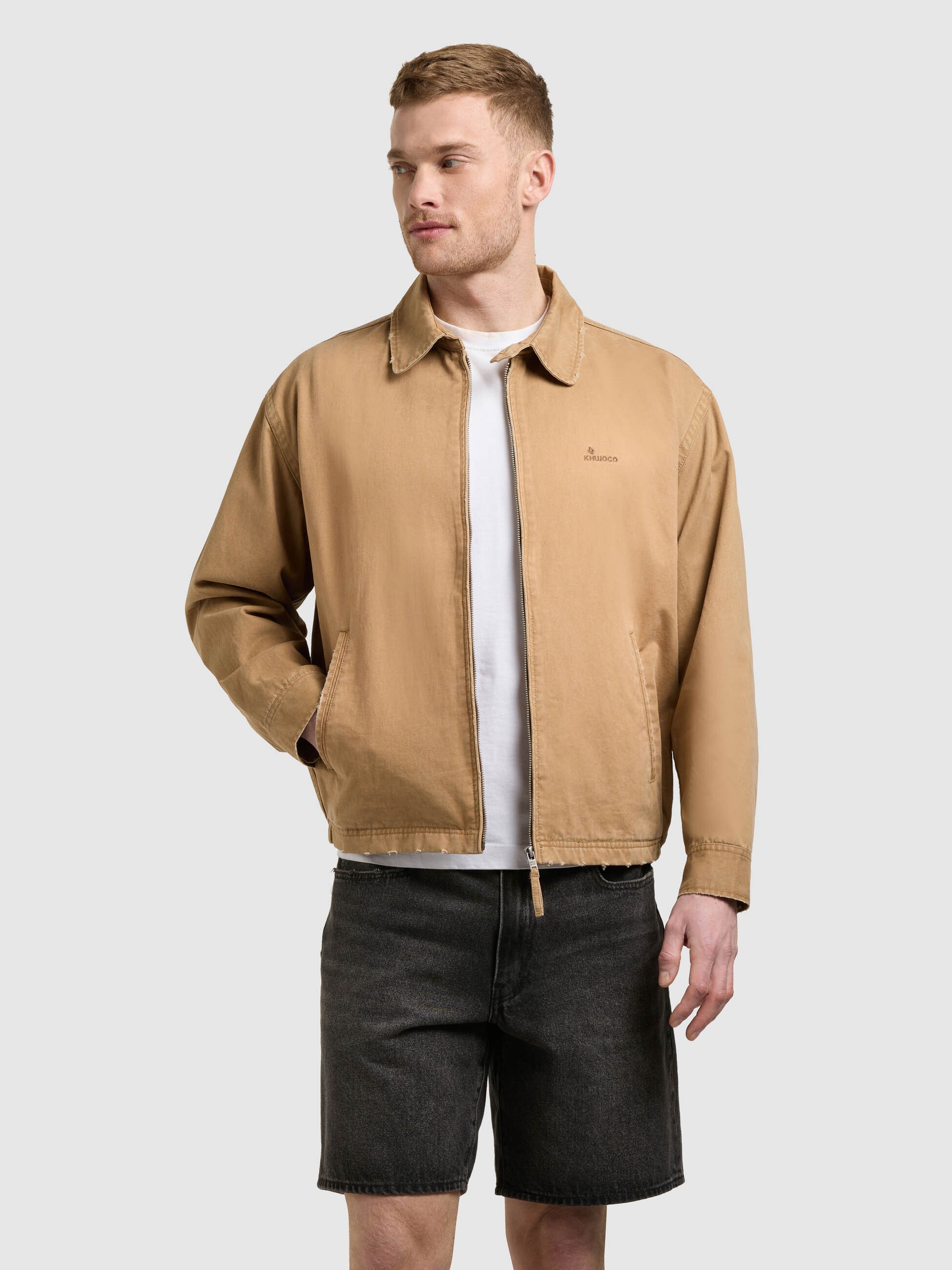 Blouson KHUJO "NOAM", Herren, Gr. S, camel, Web, 100% Baumwolle, eingesetzt mit Knöpfen, Jacken Blouson
