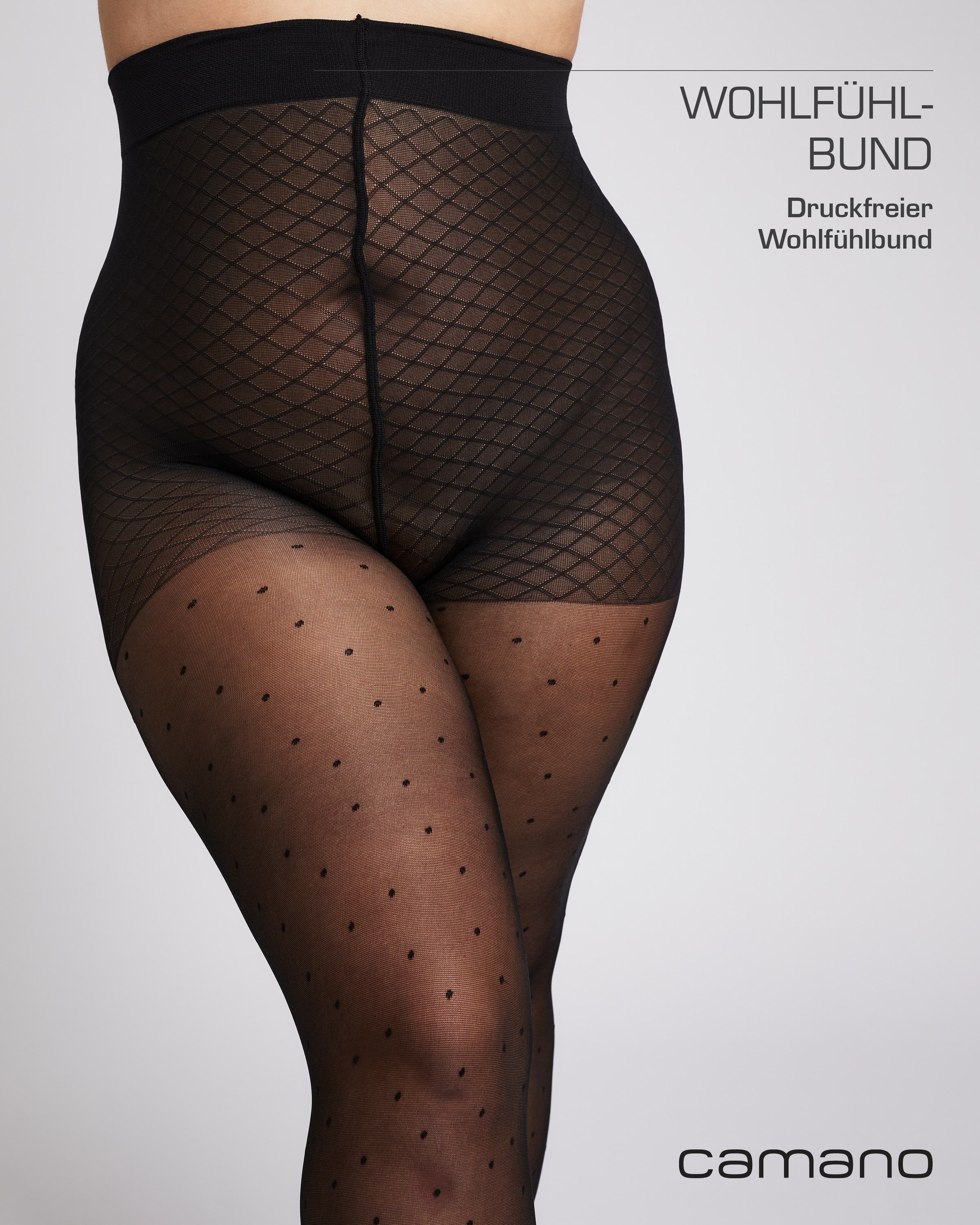 Camano Feinstrumpfhose »fine curvy« 40 DEN Curvy-Tights, Tupfen-Allover