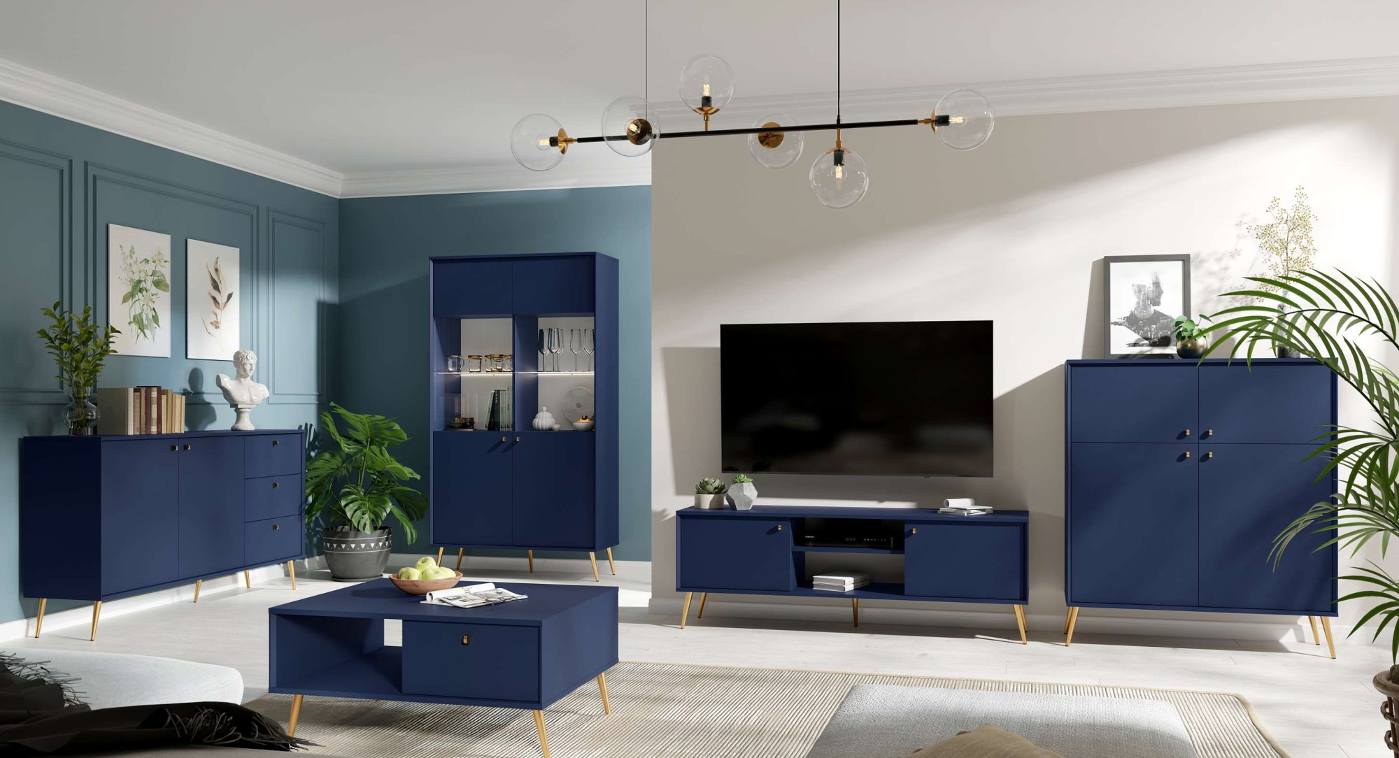 Thumbnail - Home affaire Sideboard "ROMILDA Kommode mit 4 Türen, 6 Fächer, B/T/H: 105/40,5/122 cm" Kommode mit goldenen Akzenten, 4 ...