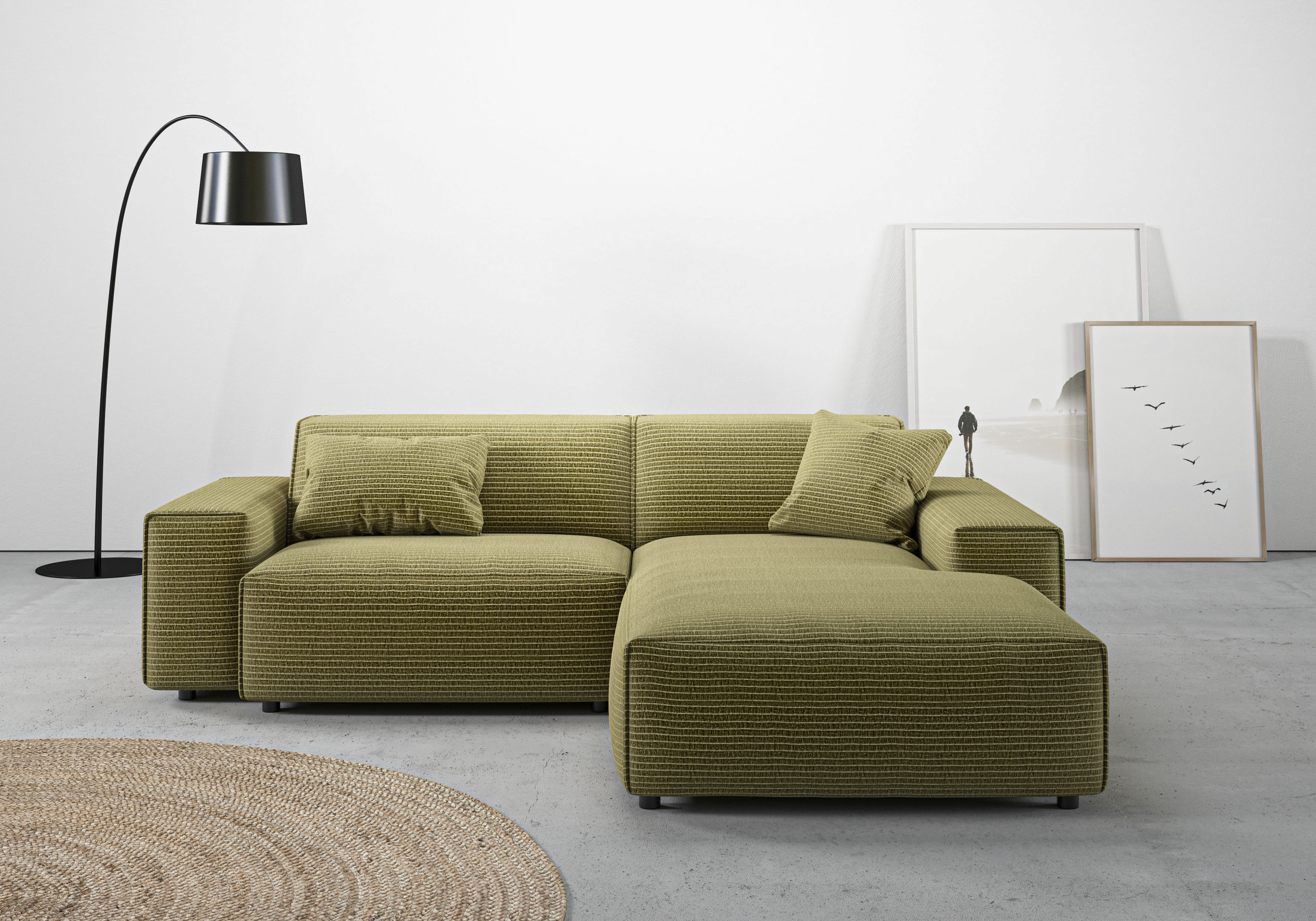 Home affaire Ecksofa "Glimminge L-Form auch in Breitcord, Feincord + Easy care-Bezug," Breite 234, Zierkissen