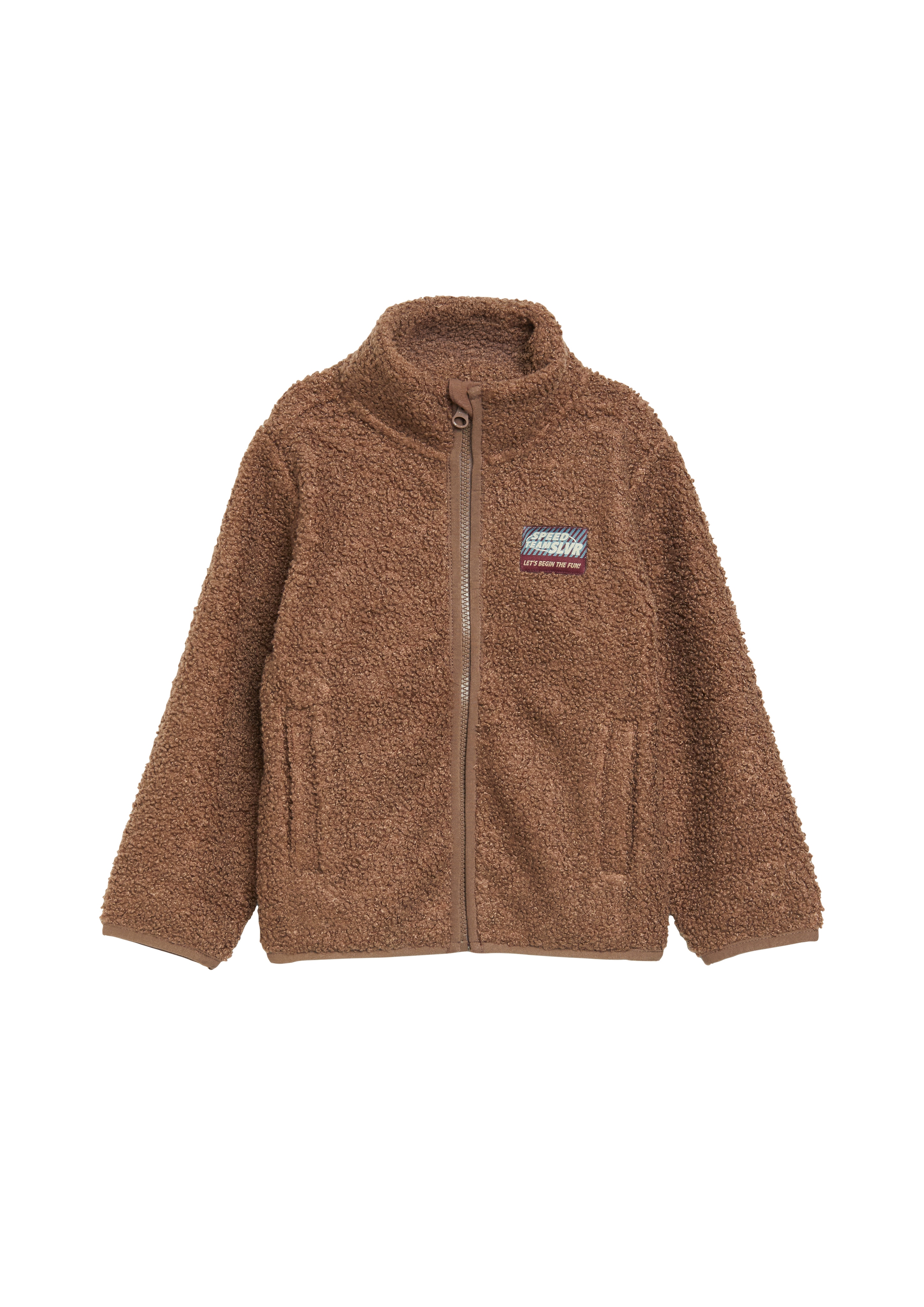 s.Oliver Junior Plüschjacke Elastikbund, Eingrifftaschen, Badge