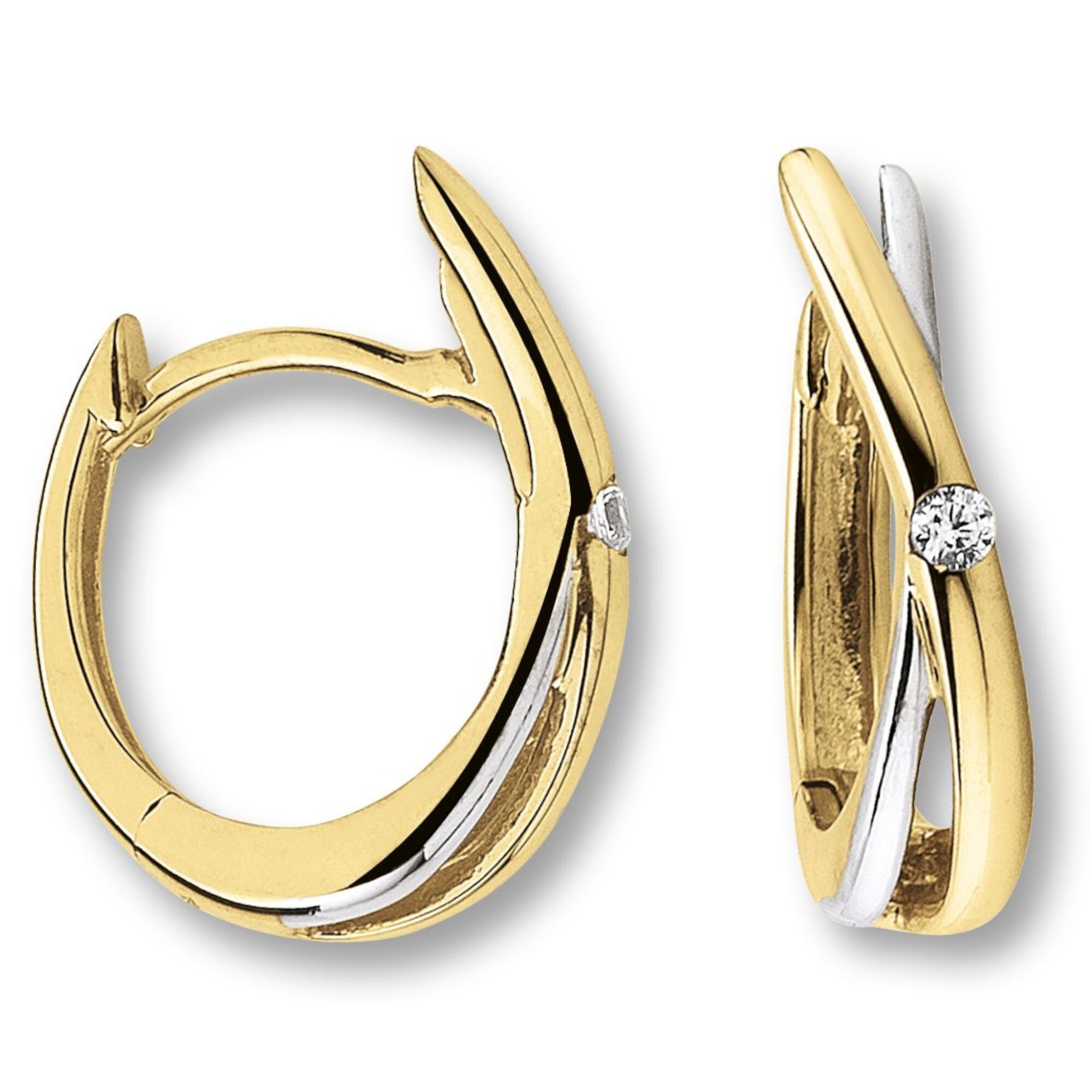 Paar Creolen ONE ELEMENT "Zirkonia Ohrringe Creolen aus 333 Gelbgold", gold, Ohrringe, Damen, Damen,mit Zirkonia, Gelbgold 333 Gold, Gelbgold 333, Gold, Persönlicher Akzent – schlicht, modern, aussagekräftig