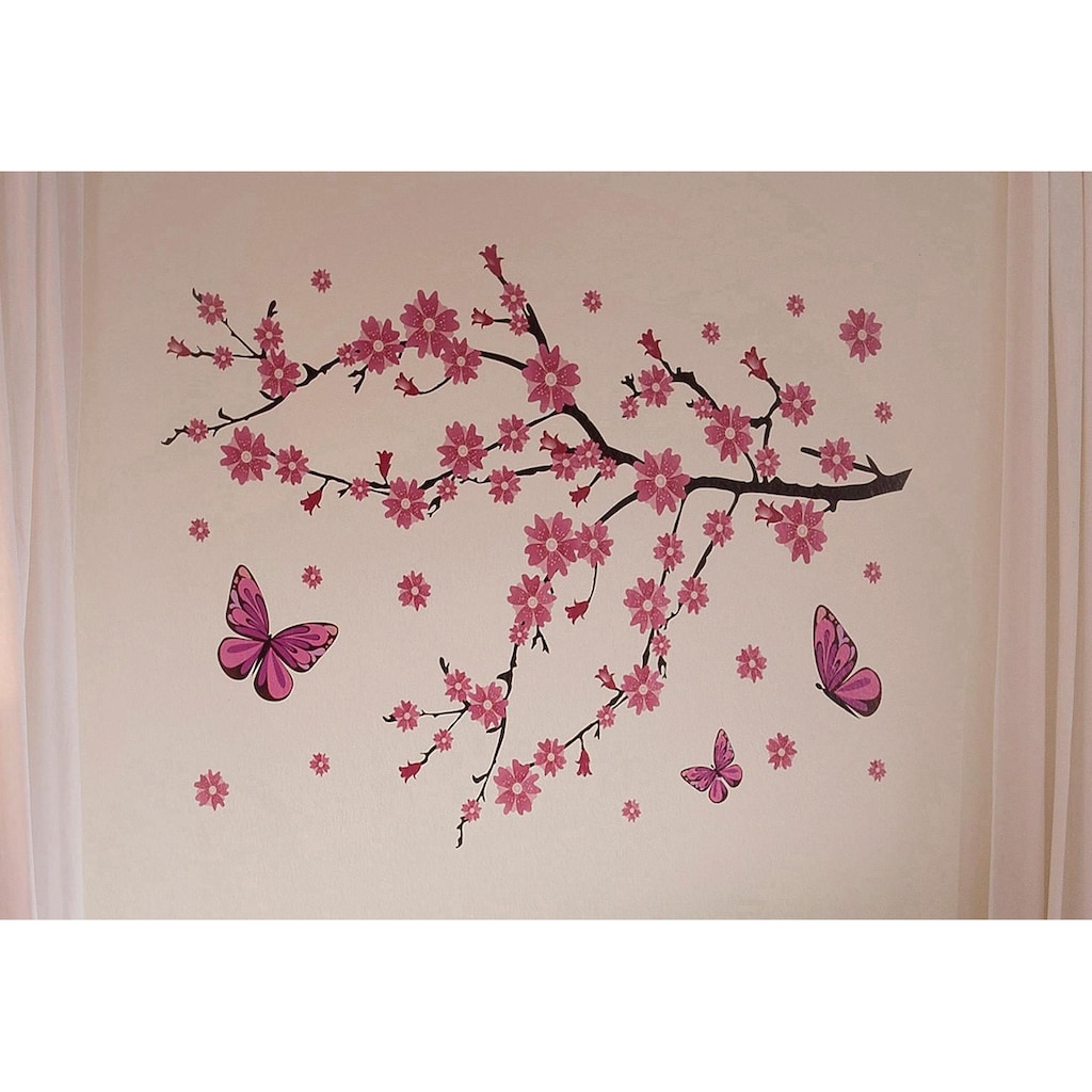 Wall-Art Wandtattoo »Kirschblüten mit Schmetterlingen«, selbstklebend, entfernbar