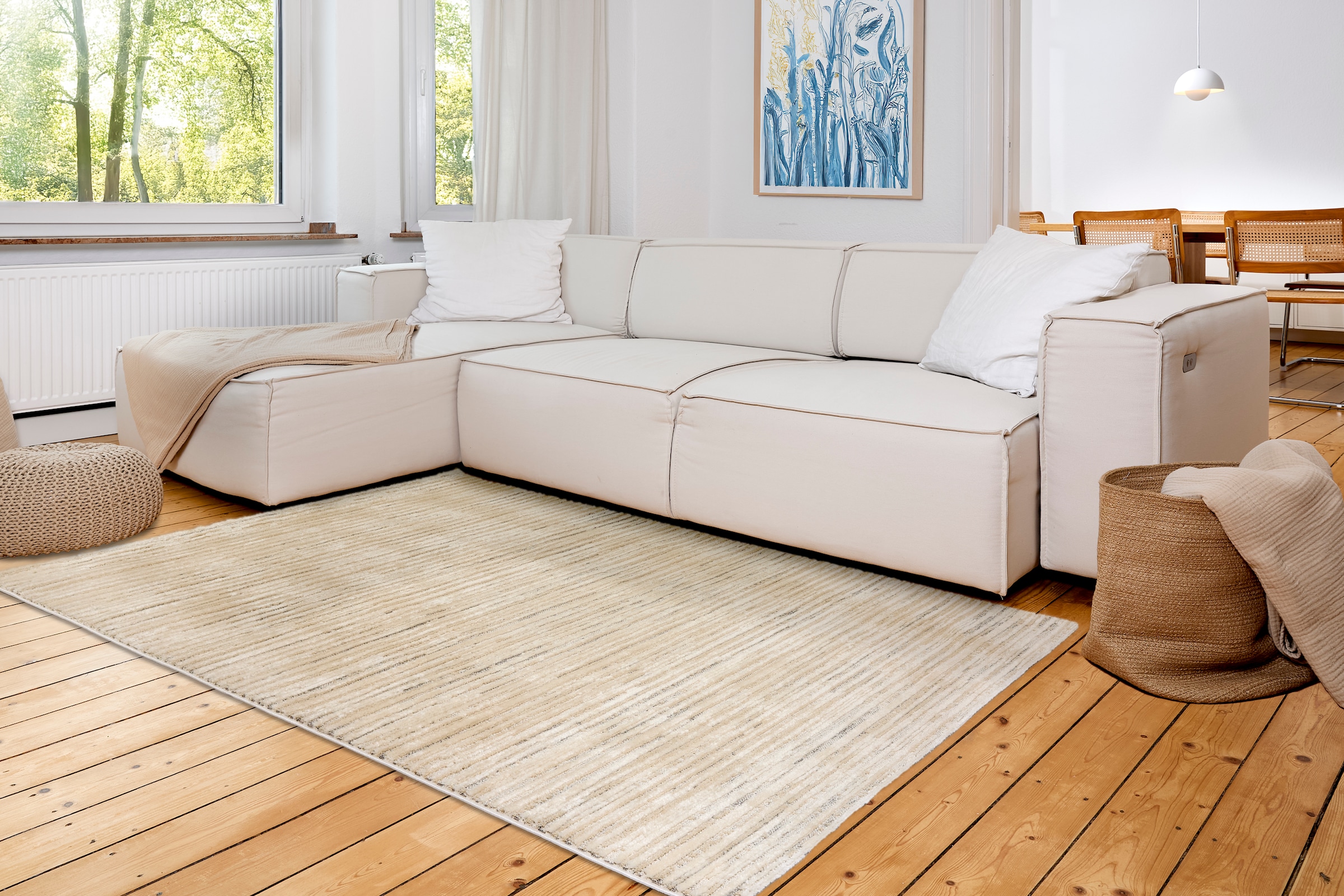 ASTRA Teppich »Lou 253«, rechteckig, 10 mm Höhe, Hoch Tief Struktur, Kurzflor, Wohnzimmer, Schlafzimmer