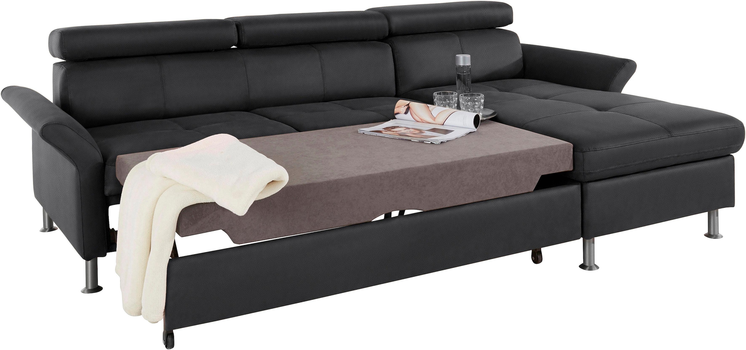 exxpo - sofa fashion Ecksofa »Maretto, bequem und komfortabel, L-Form«, inkl. Kopf- bzw. Rückenverstellung, wahlweise mit Bettfunktion