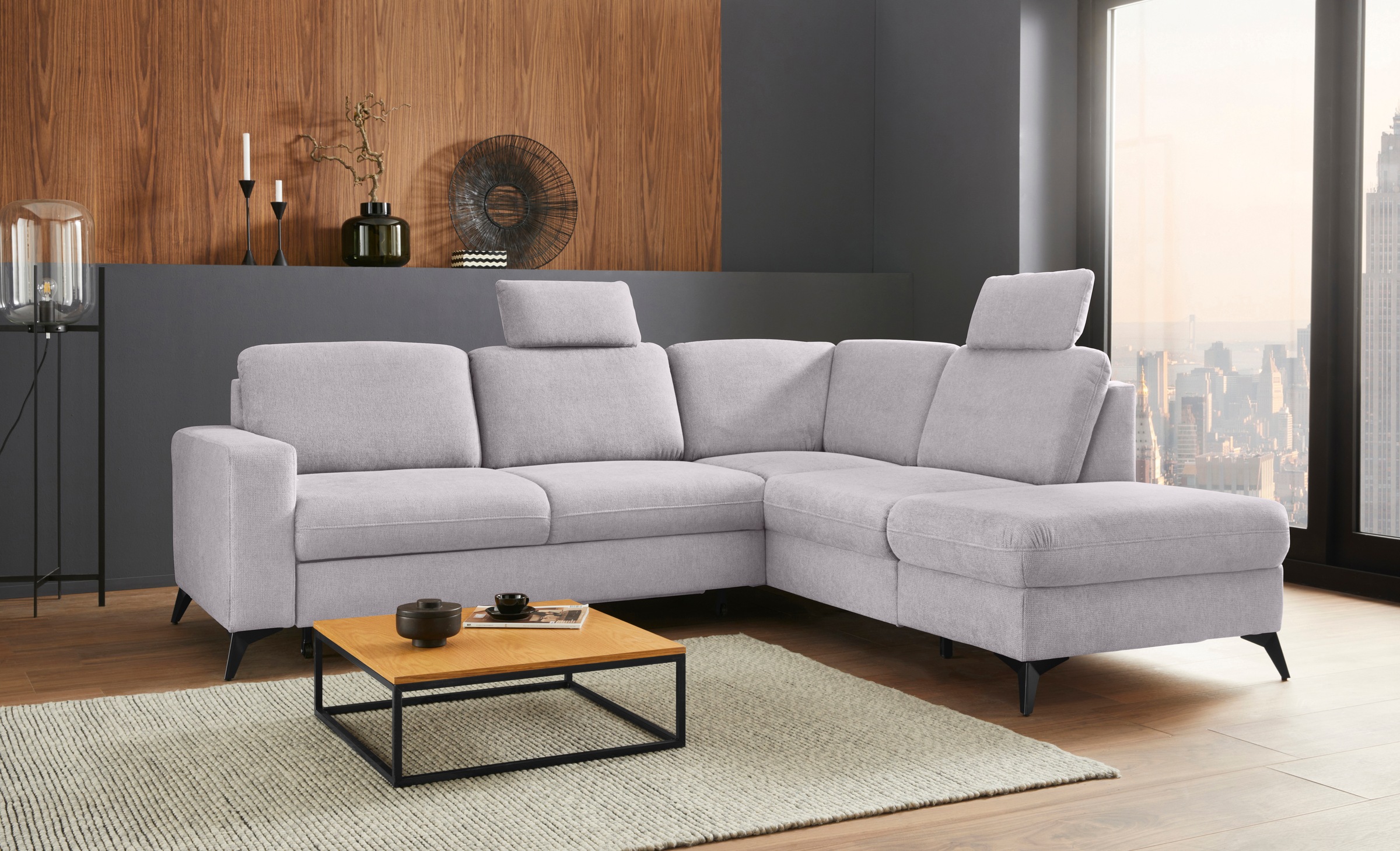 Home affaire Ecksofa "Lolland L-Form" Wahlweise mit Schlaffunktion und Stauraum, auch mit abwischbarem Bezug