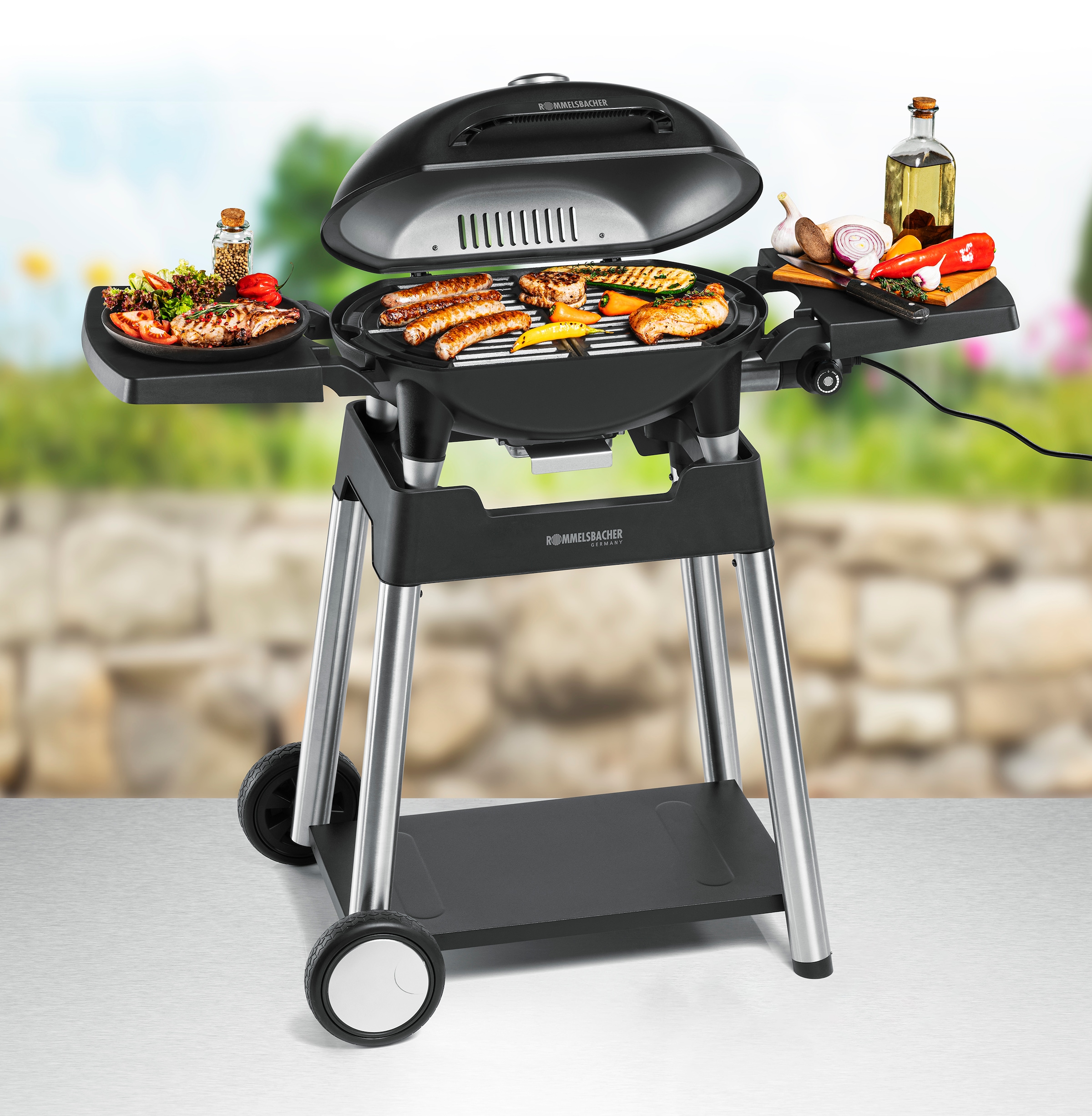 Rommelsbacher Elektrogrill »BBQ 4100/S«, 2200 W, BARBECUE GRILL MIT GRILLWAGEN