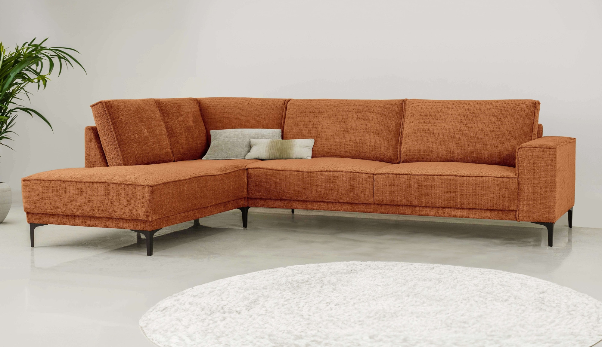 OTTO home Ecksofa »OLAND Chenille L-Form, B: 289 cm, Skandi-Design« Struktur, Flachgewebe, Luxus-Microfaser, Boucle