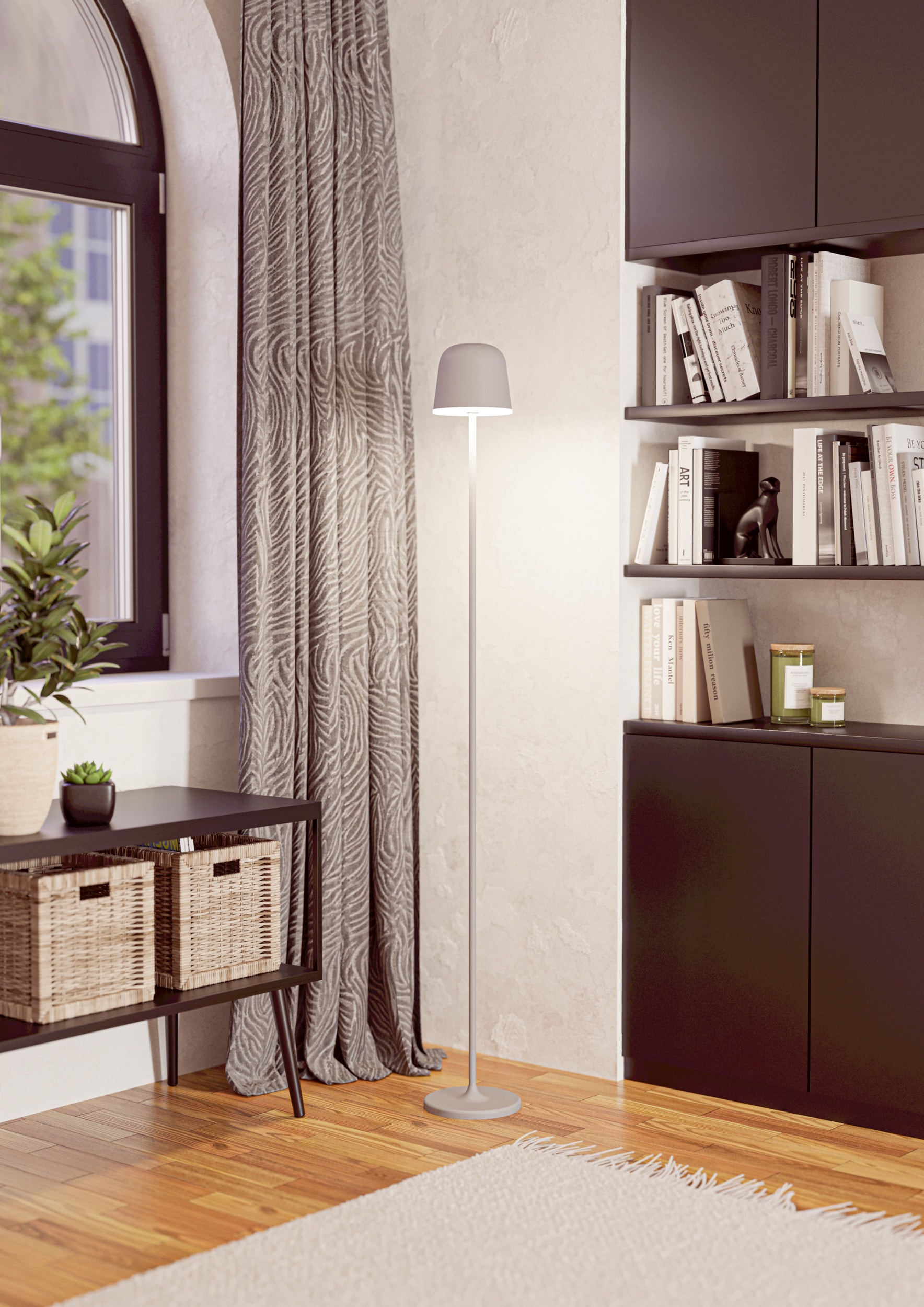 EGLO Stehlampe »MANNERA-L Stehlampe - Alu, Stahl - LED - 4,3W - IP54« LED-Modul 1 Stk. Neutralweiß | Warmweiß Standleuchte, Leselampe, Wohzimmer, Schlafzimmer, H140 x Ø16 cm