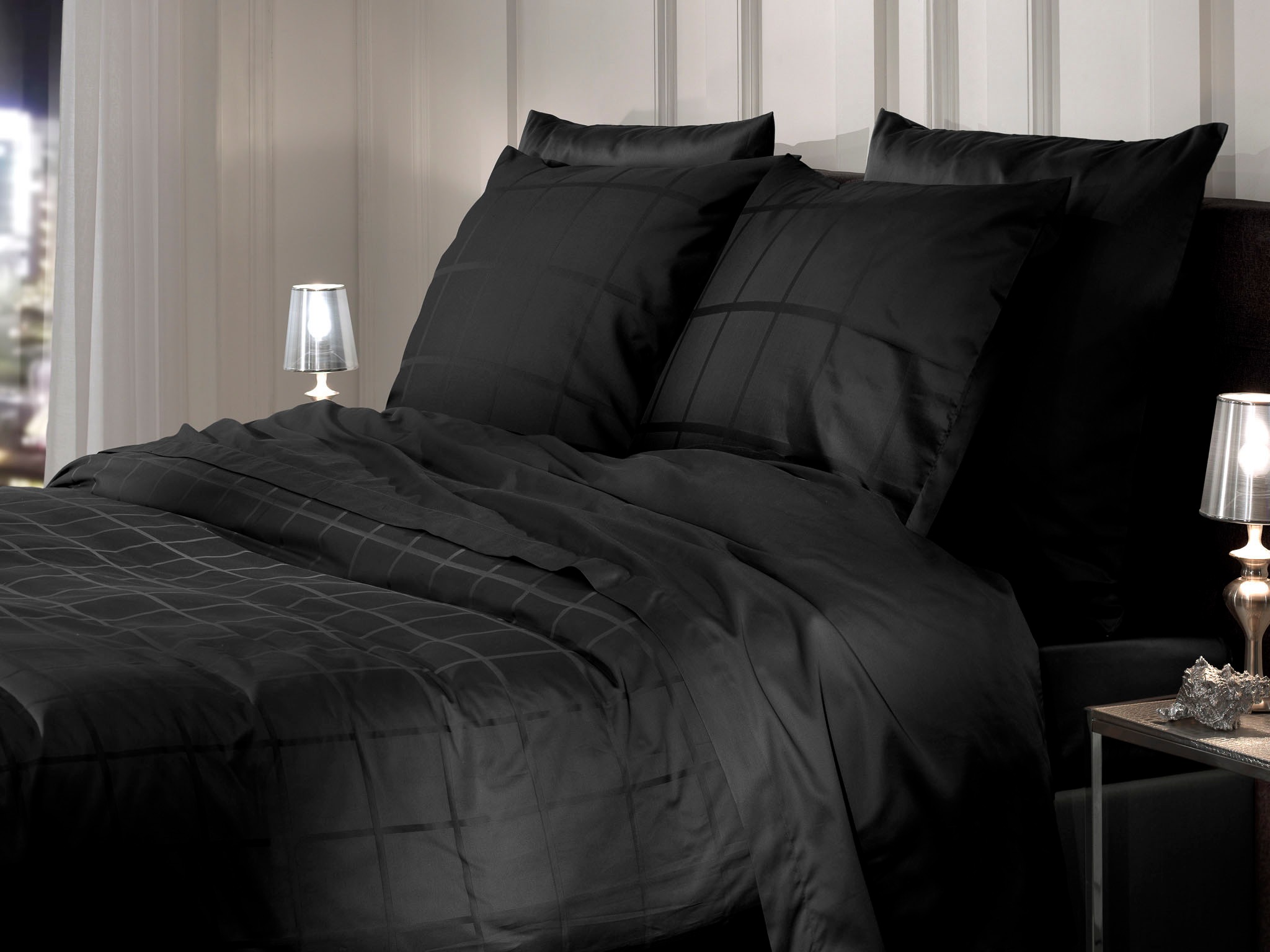 Thumbnail - Heckett & Lane Wendebettwäsche "Diamante" 2 Stk. tlg. kariert, hochwertiges Mako-Satin, Bettwäsche ab 135x200 cm.