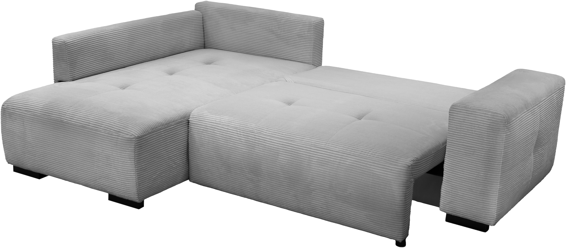 exxpo - sofa fashion Ecksofa »Arpino, elegant & bequem, Ottomane beidseitig montierbar, L-Form« Breite 243cm, komfortable Wellenunterfederung,  moderner Cord Bezug