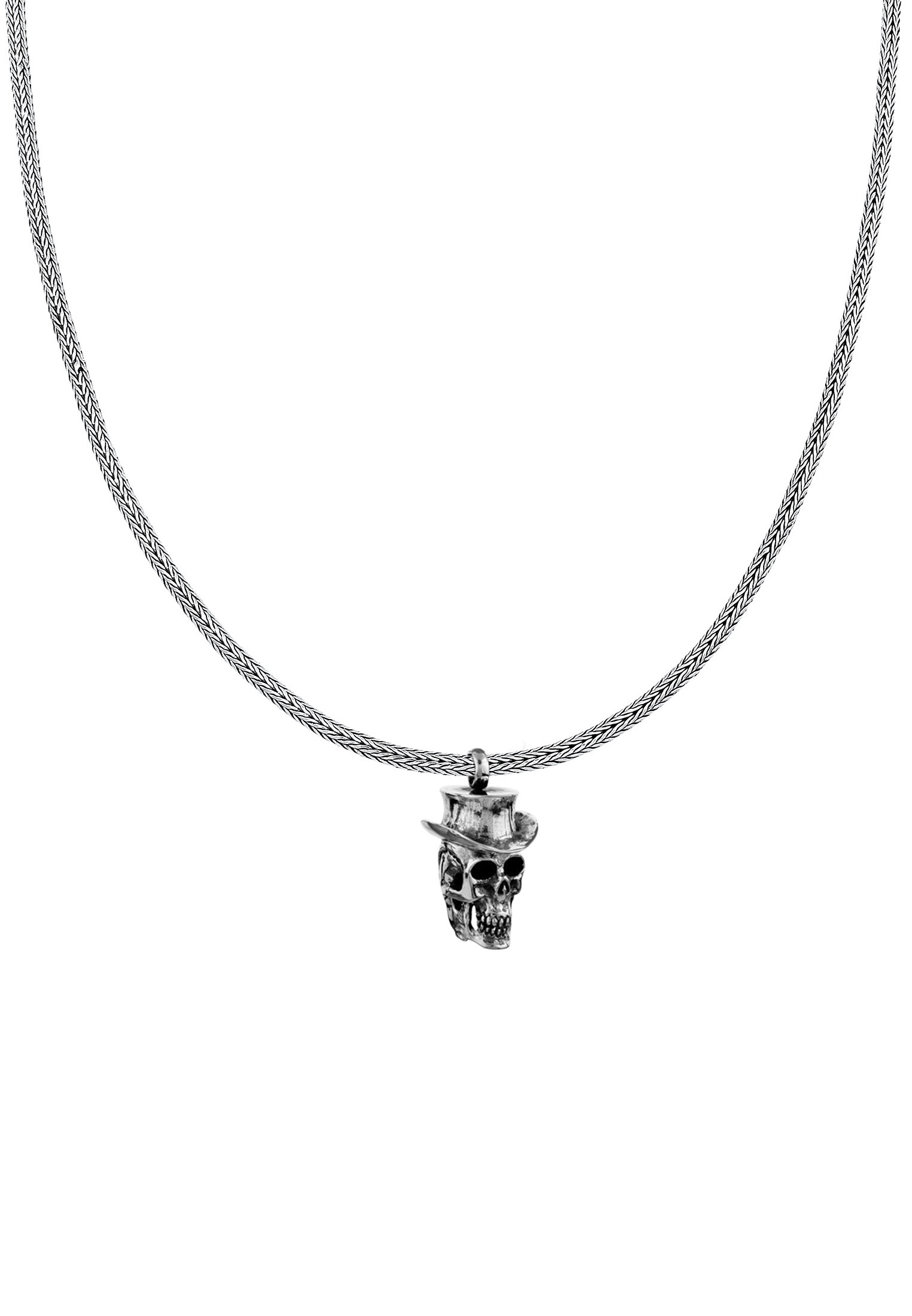 Kuzzoi Kette mit Anhänger »Herren Schlangenkette Totenkopf mit Hut 925 Silber«