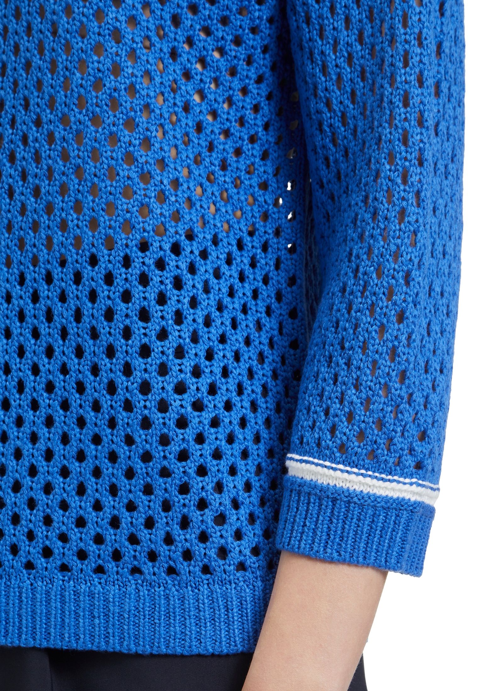 Betty Barclay Strickpullover »Betty Barclay Lochstrick-Pullover mit Strickdetails«, (1 tlg.), Kontraststeppung