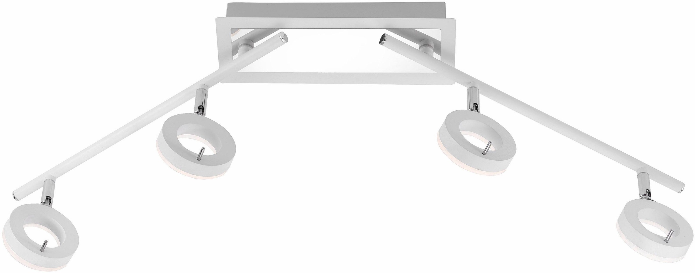 Paul Neuhaus Deckenleuchte SILEDA, LED-Board, Warmweiß, inklusive festverbautem LED Leuchtmittel,IP44 spritzwassergeschützt,Acryglas satiniert (nicht wechselbar), Badeleuchte,Spotköpfe verstellbar,Leuchtenarme beweglich,3000 Kelvin