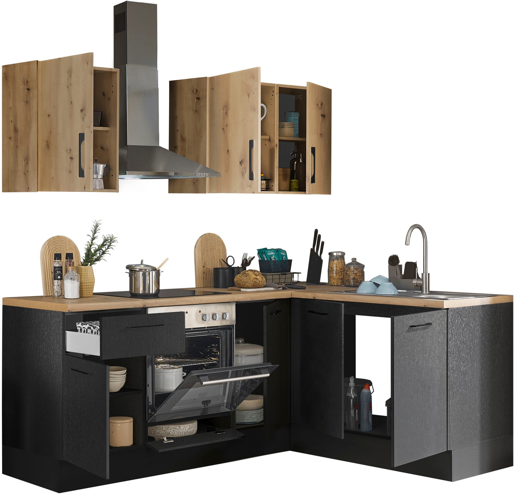 BASIC by Balculina Winkelküche »Turin«, Stellbreite 210x175 cm, wahlweise mit E-Geräten