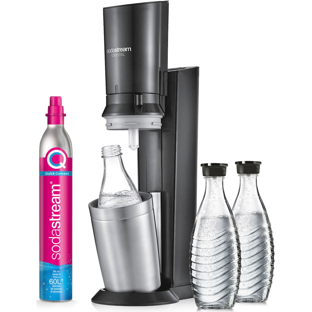 SodaStream Wassersprudler »Crystal 3.0-Bundle«, (Set, 5 tlg.), mit Quick Connect CO2-Zylinder und 3x Glaskaraffe 0,7 L