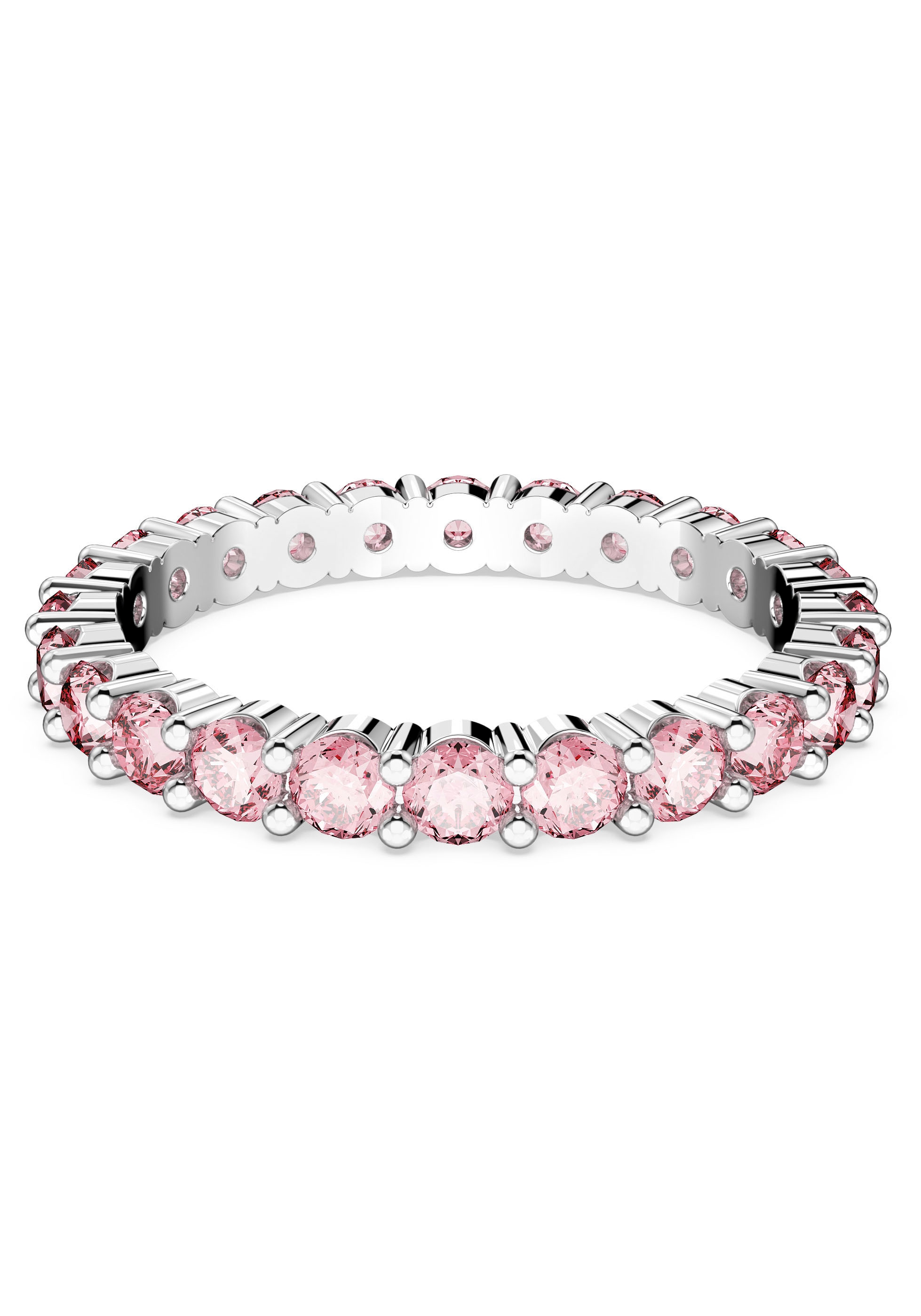 Fingerring SWAROVSKI "Matrix, Rundschliff" Gr. 50, rosa (metallfarben, rosa), Fingerringe, Damen, 50, Metall, Fingerring, mit Swarovski Kristall 3