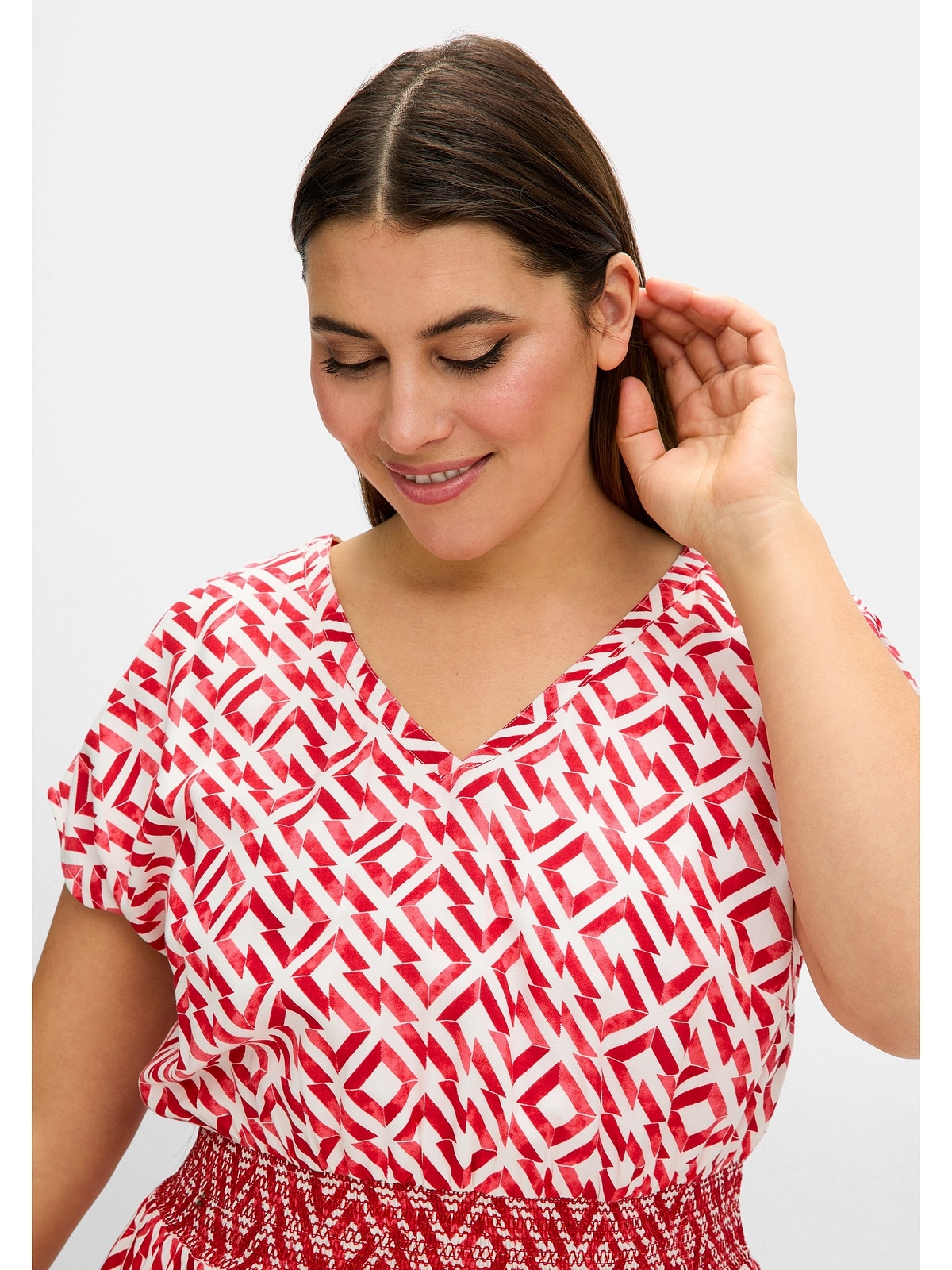 Sheego Sommerkleid »Große Größen«, mit Smokbund und Grafikprint