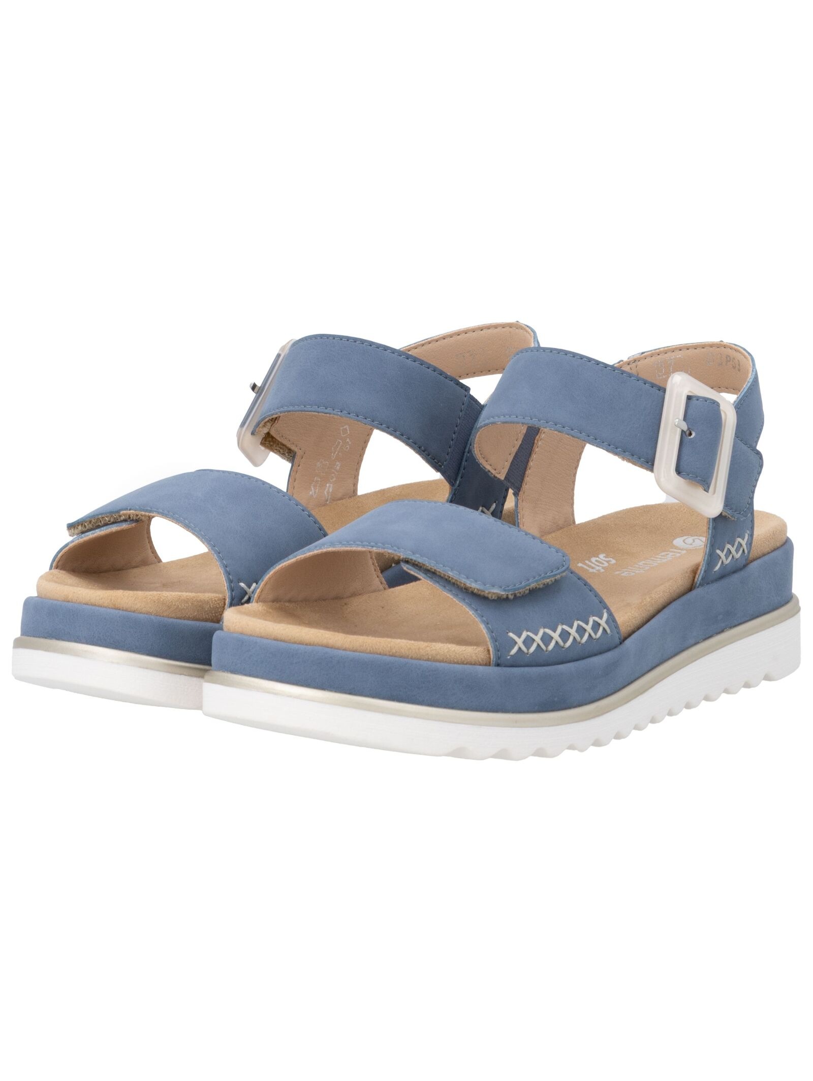 Riemchensandale REMONTE "Remonte Sandalen Leder", Damen, Gr. 38, blau, Leder, Schuhe Riemchensandale 6