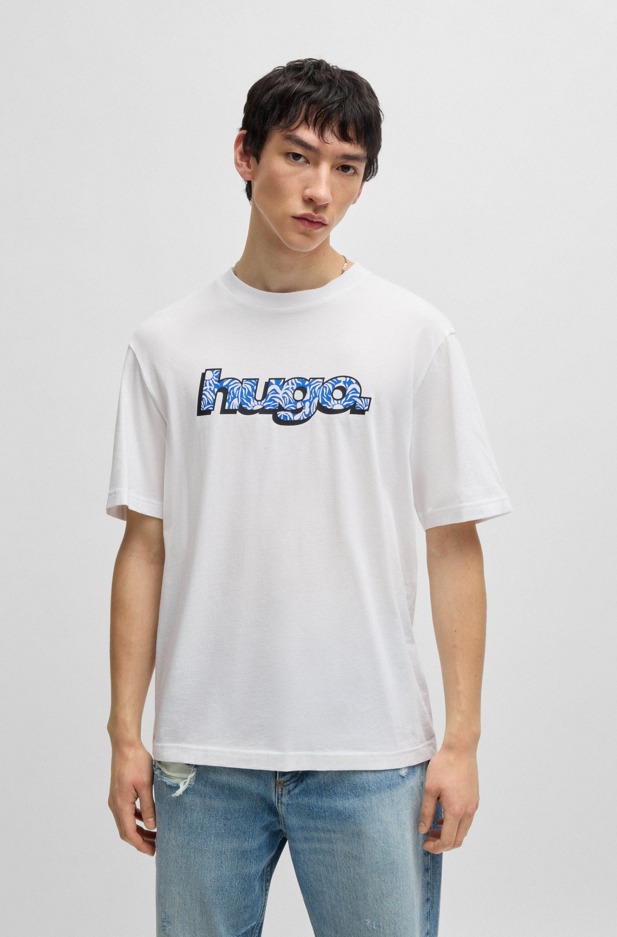 HUGO Blue T-Shirt "Nugibol", mit großem Logodruck günstig online kaufen