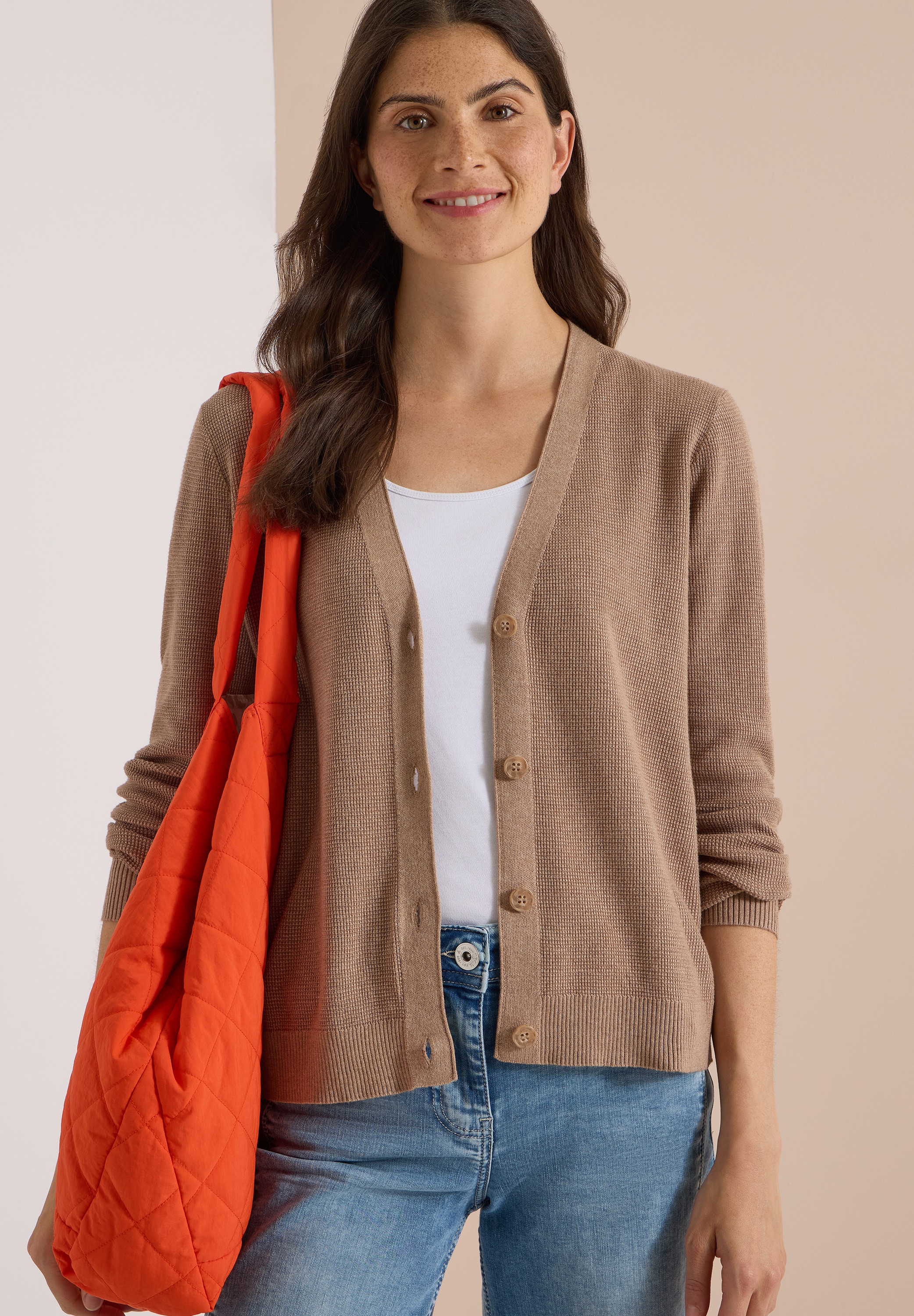 Cecil Strickjacke mit Struktur in Waffeloptik