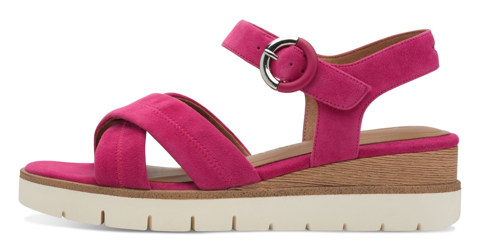 Tamaris Keilsandalette, Riemchensandale, Sommerschuh mit dezenten Ziernähten