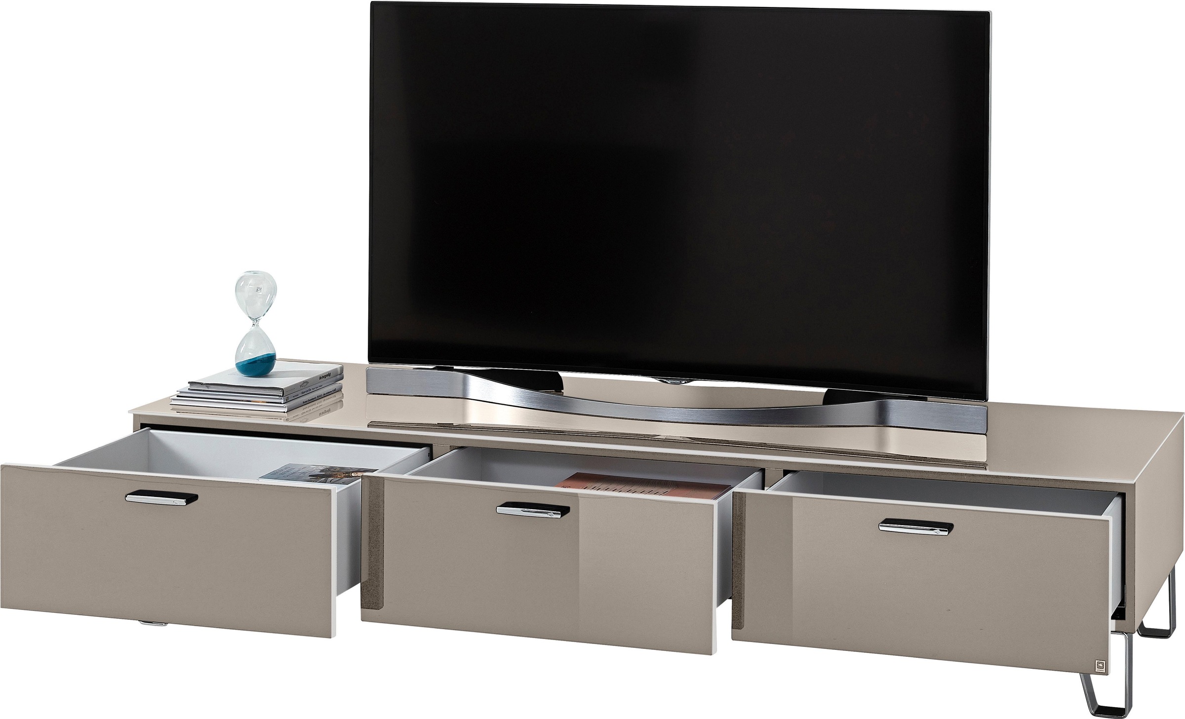 LEONARDO Lowboard »CUBE«, auf Designfüßen, mit 3 Schubladen, Breite 189 cm