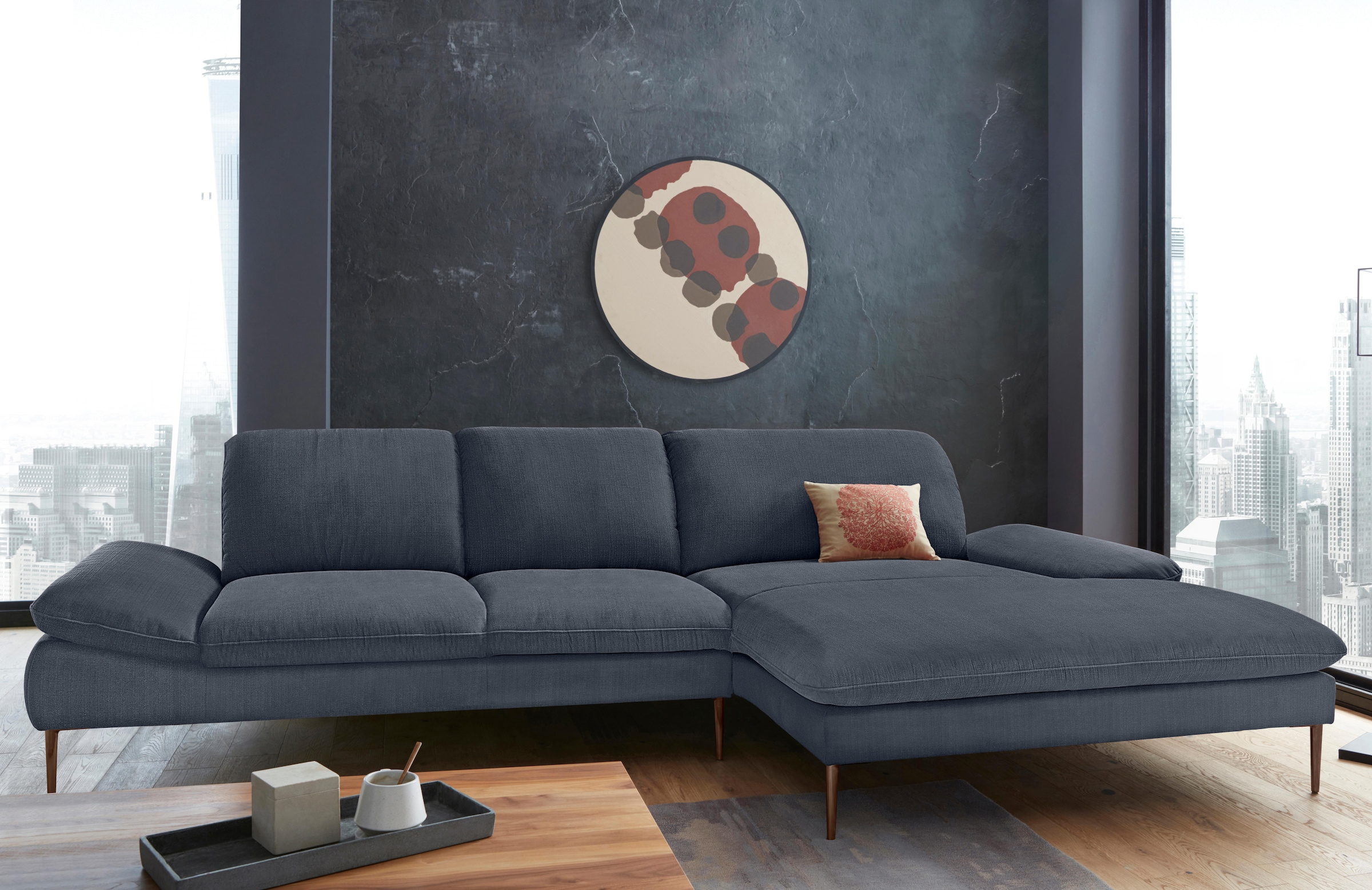 W.SCHILLIG Ecksofa "enjoy&MORE, Designsofa, bequem, elegant und zeitlos, L-Form" Sitztiefenverstellung, Füße bronze pulverbeschichtet, Breite 340 cm