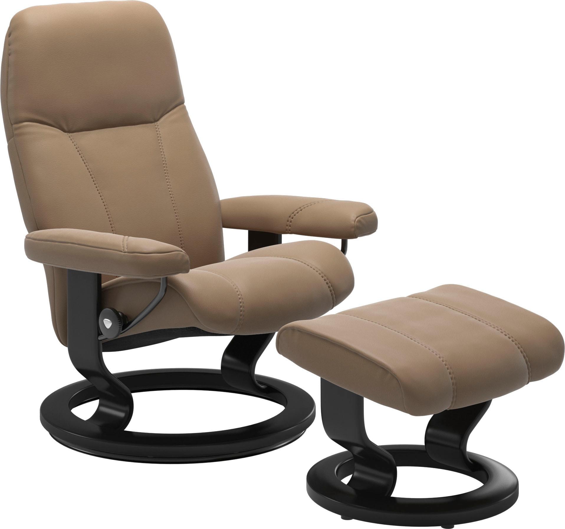 Stressless Relaxsessel "Consul" Set, Relaxsessel mit Hocker, mit Hocker, mit Classic Base, Größe S, Gestell Schwarz