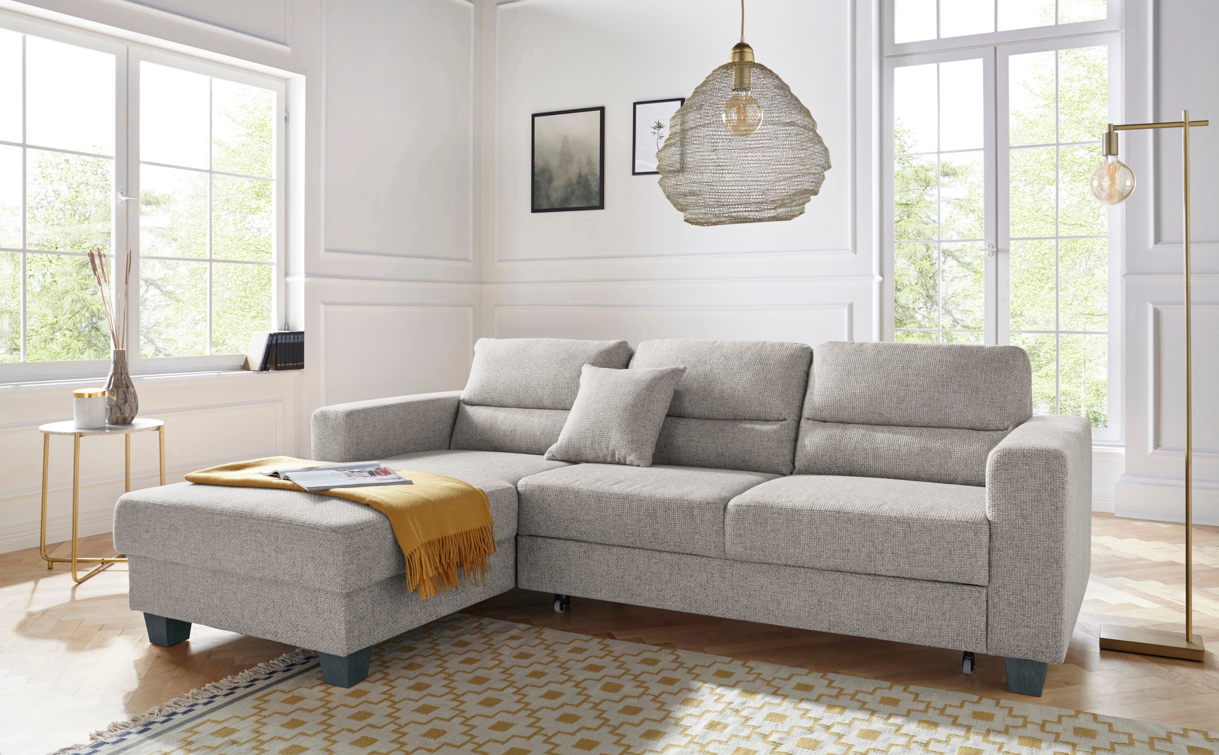 TRENDMANUFAKTUR Ecksofa »Chamber, zeitlos und modern, hoher Sitzkomfort, L-Form«, wahlweise mit Schlaffunktion