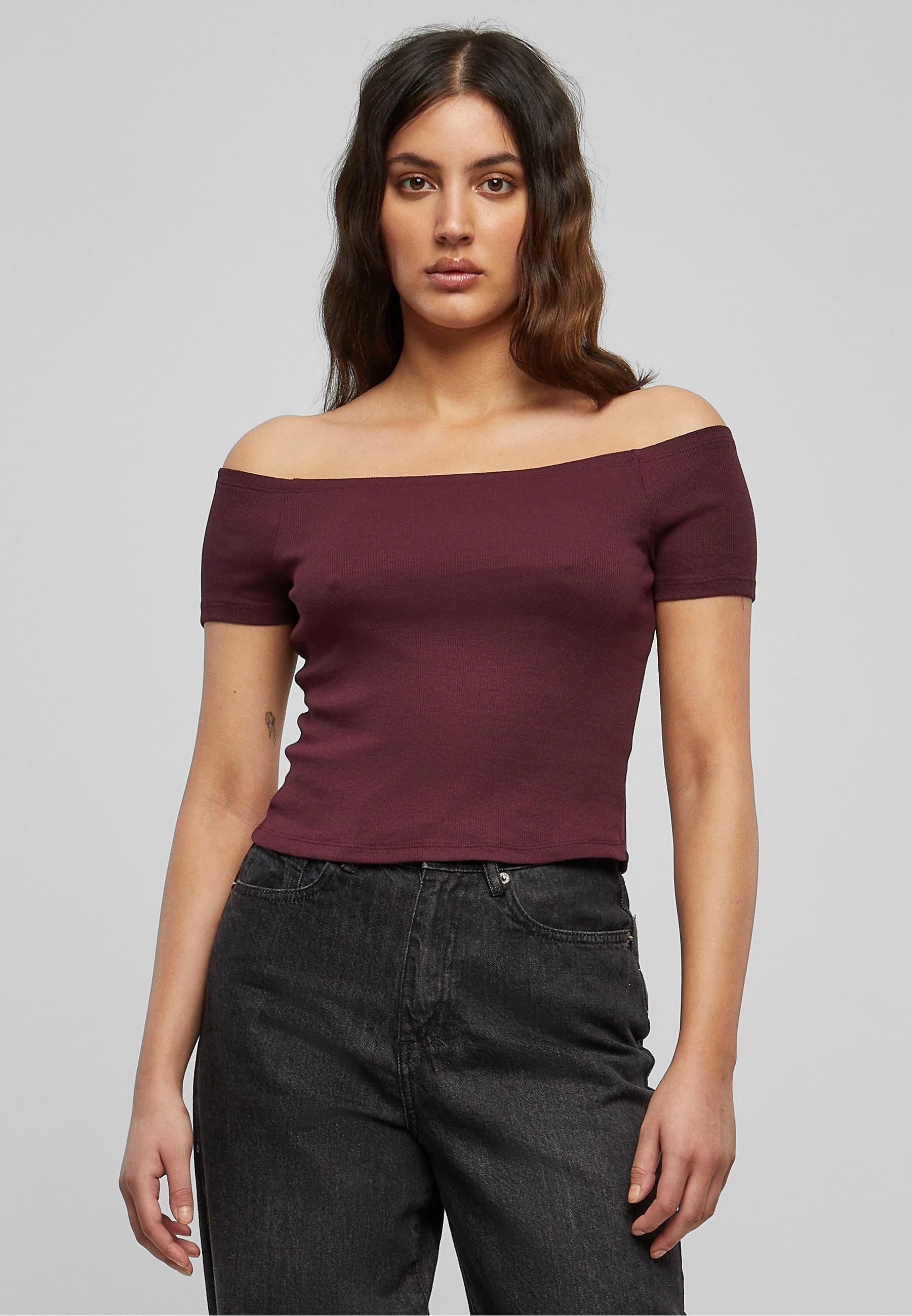 URBAN CLASSICS T-Shirt »Urban Classics Damen Ladies Off Shoulder Rib Tee«, (1 tlg.)