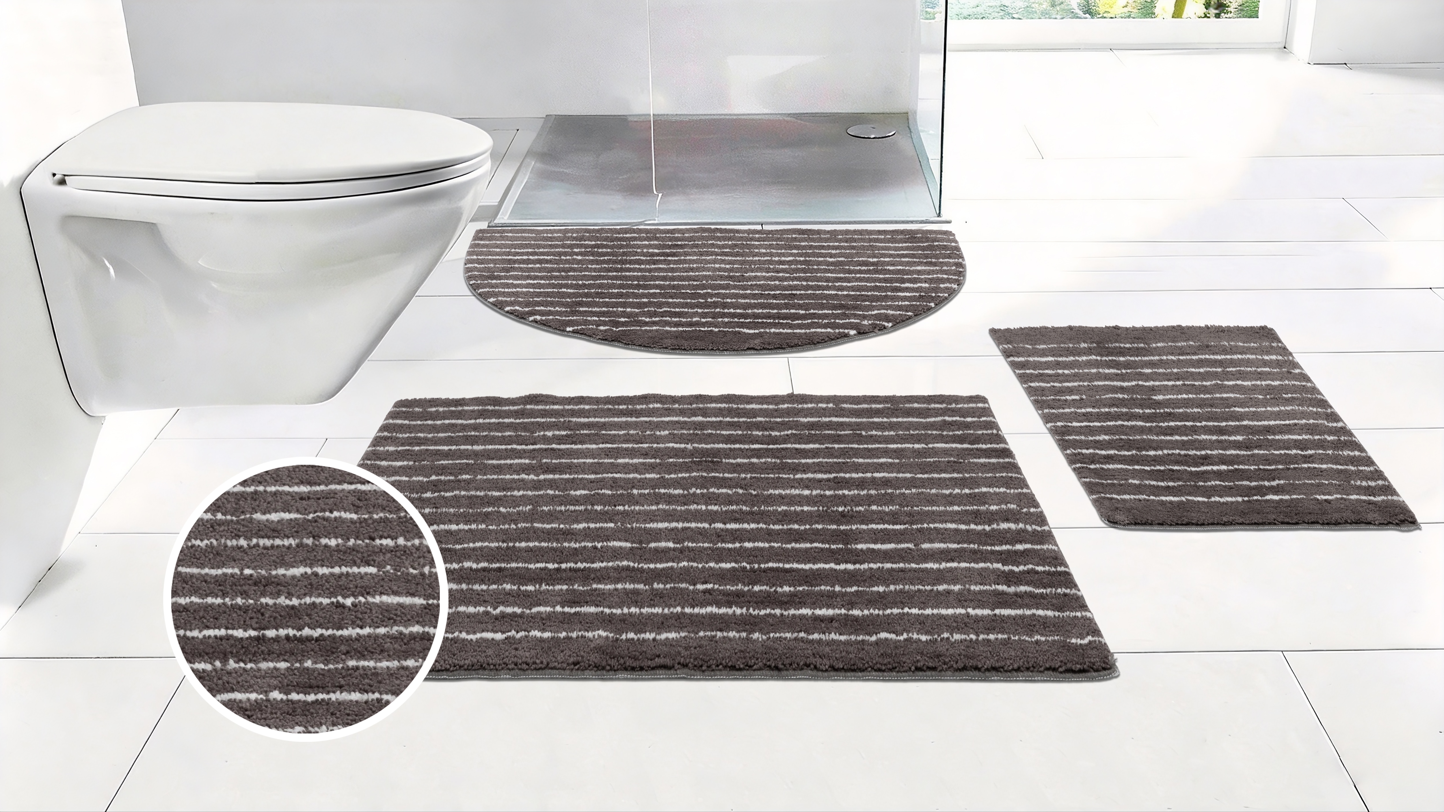 LeGer Home by Lena Gercke Badematte "Tamsin, Badvorleger, Badezimmer Teppich, Duschvorleger" Höhe 10 mm rutschhemmend beschichtet fußbodenheizungsgeeignet schnell trocknend Streifen, modern