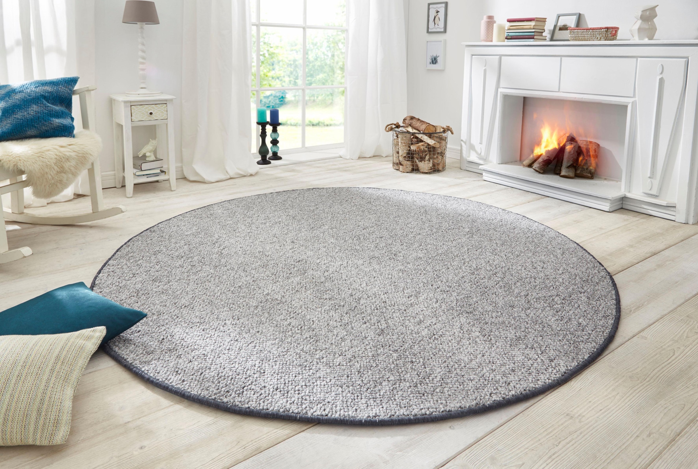 HANSE Home Teppich »Wolly 2«, rund, 12 mm Höhe, Flachgewebe, Skandi, Woll-Optik, Esszimmer, Wohnzimmer, Flur