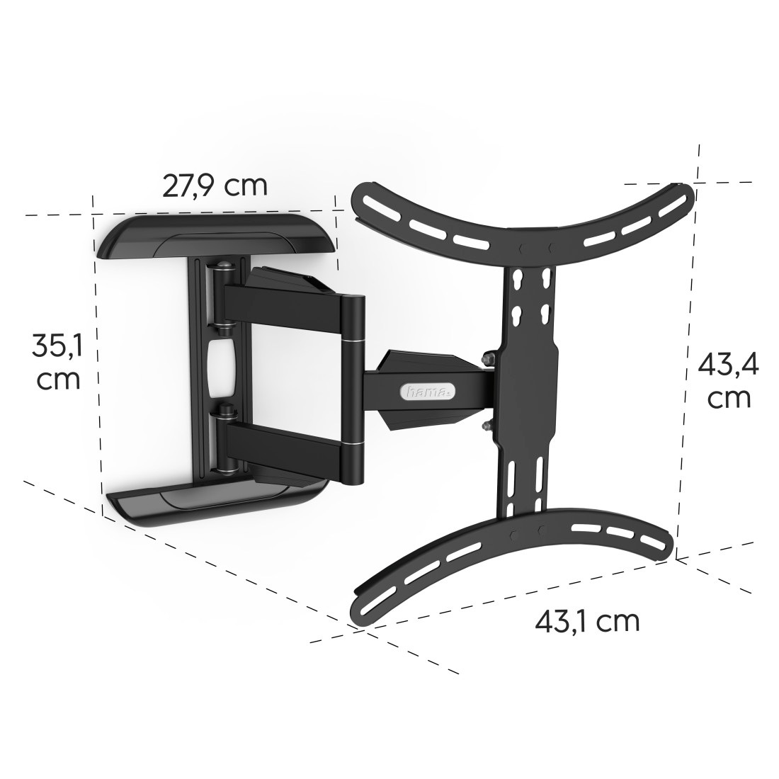 Hama TV-Wandhalterung »Halterung, schwenkbar, neigbar, ausziehbar von 81 - 165 (32" - 65")«, bis 165 cm Zoll, max. 35 kg