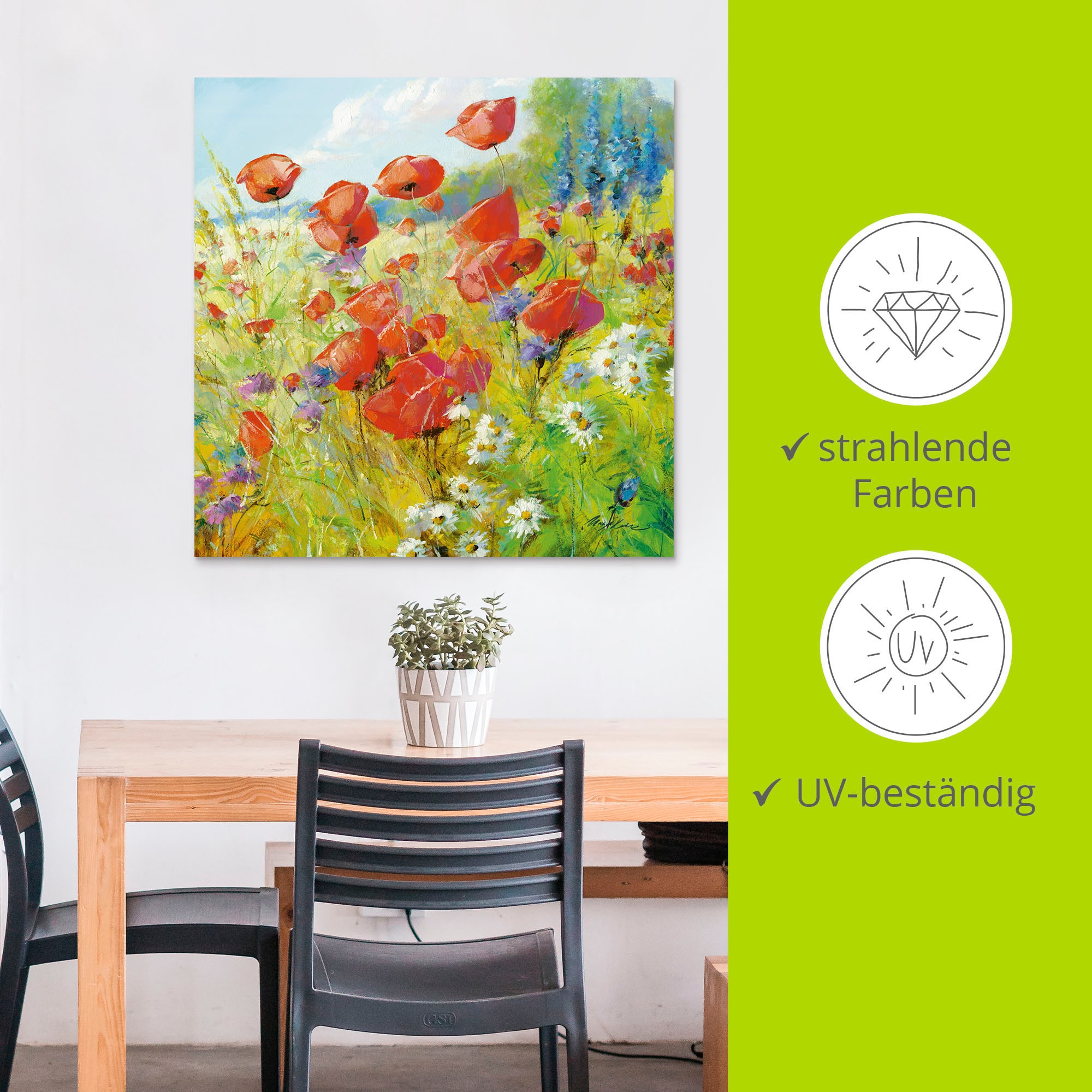 Artland Wandbild »Sommerwiese mit Mohnblumen«, Blumenwiese, (1 St.), als Alubild, Outdoorbild, Leinwandbild, Poster in verschied. Größen