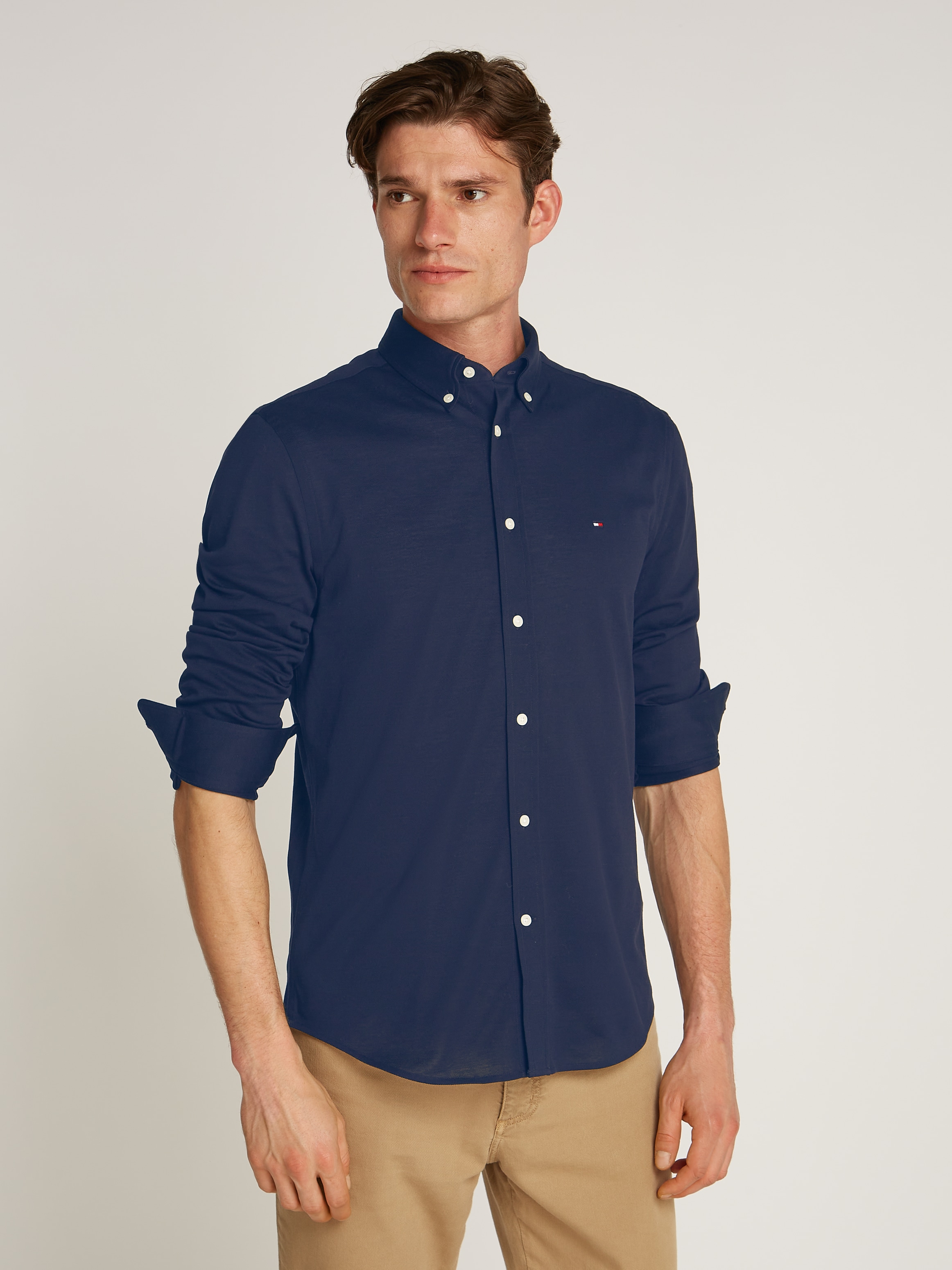 Tommy Hilfiger Businesshemd "FLEX DOBBY Slim Fit SHIRT", mit Logostickerei günstig online kaufen