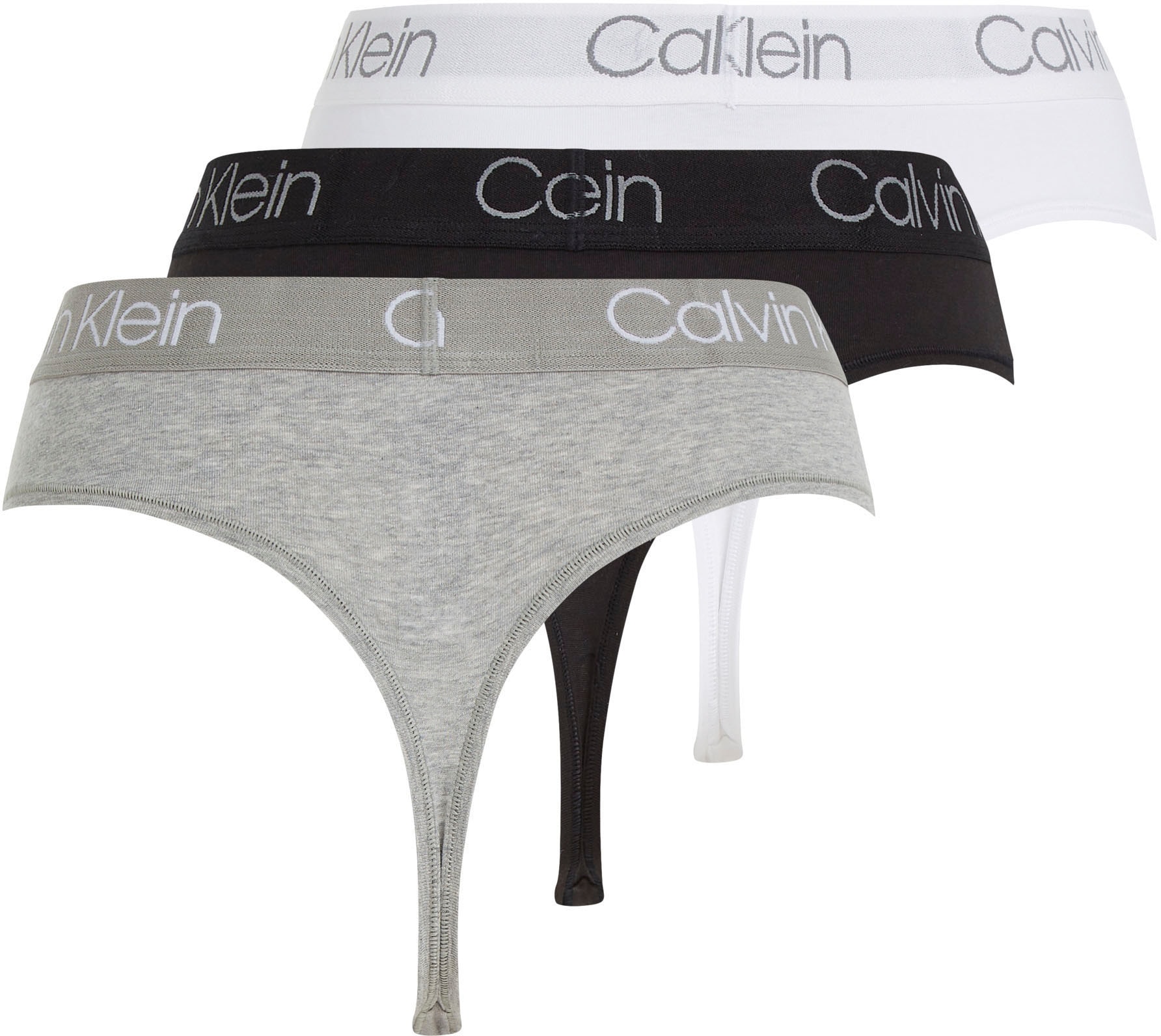 Calvin Klein String »3PK HIGH 3 kaufen THONG«, BAUR (Packung, mit WAIST 3er-Pack), | klassischem St., Logobund