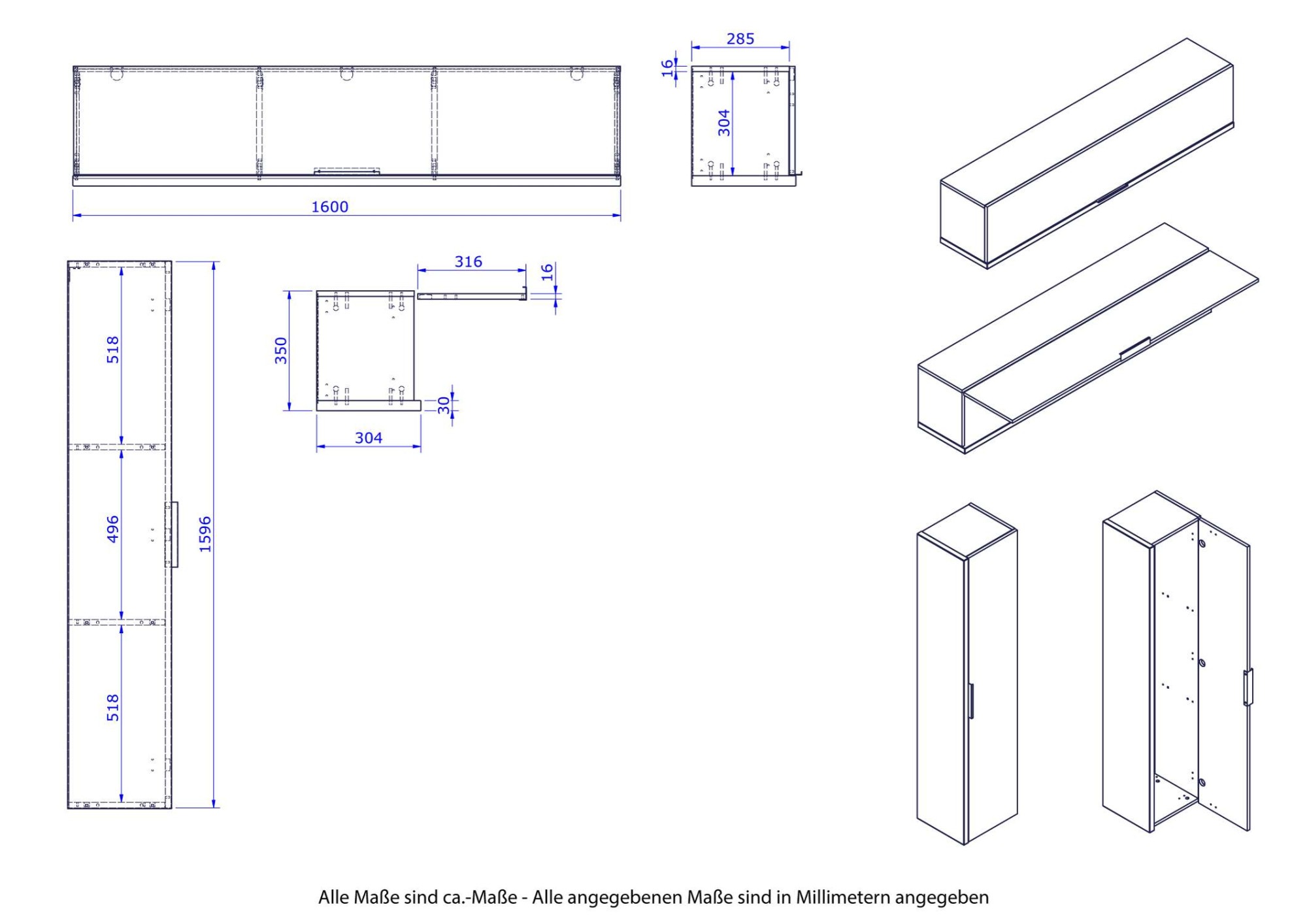 Composad Hängeschrank »Hängeschrank, Wandklappenschrank, Klapphängeschrank«, (1 St.), Mit 1 Klapptür hochglanz lackiert