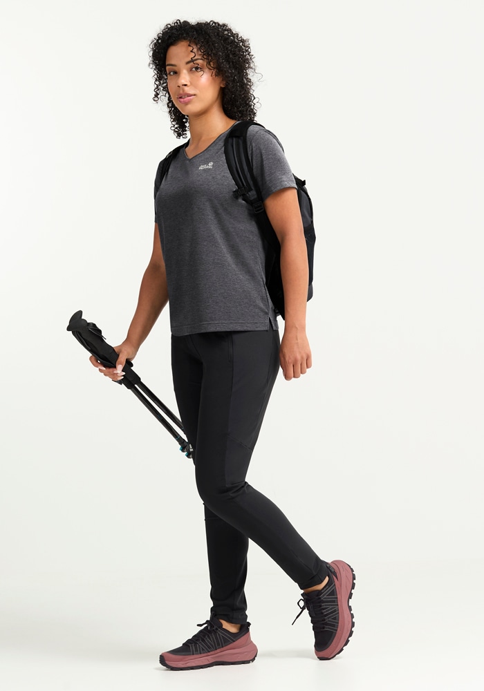 Jack Wolfskin Funktionsshirt »WILDTRAIL T W« mit V-Ausschnitt, aus Polyester, normale Länge, Kurzarm