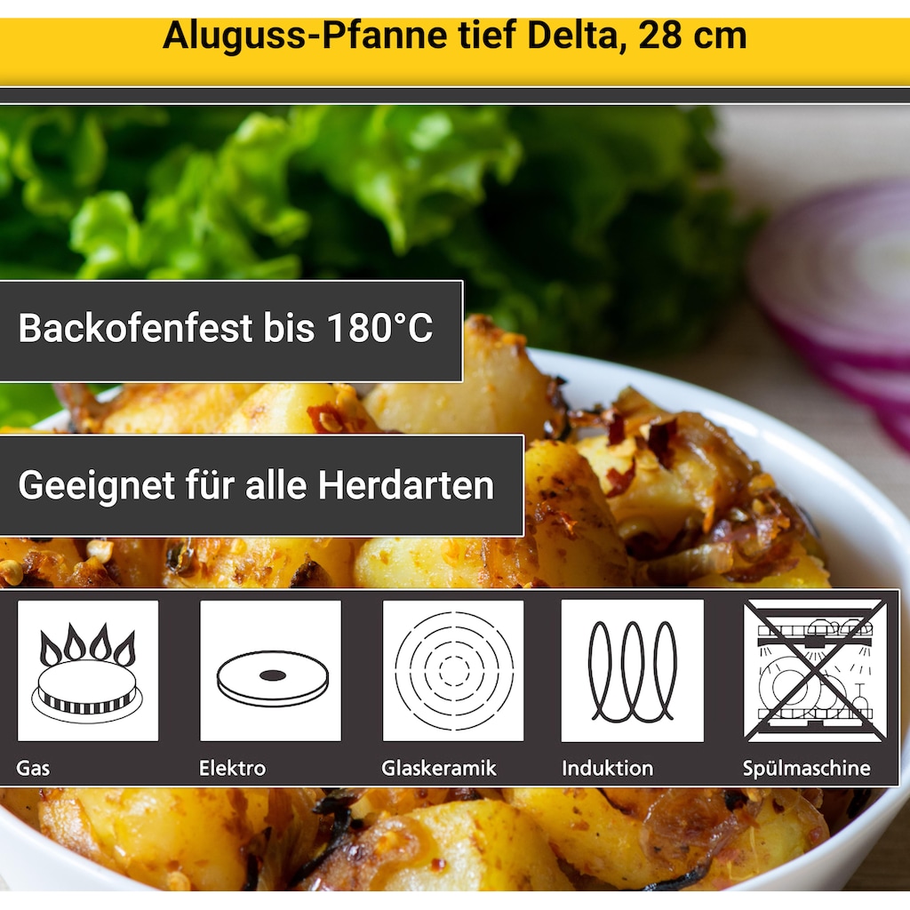 Krüger Bratpfanne »Aluguss Pfanne tief DELTA, 28 cm«, Aluminiumguss, (1 tlg.)