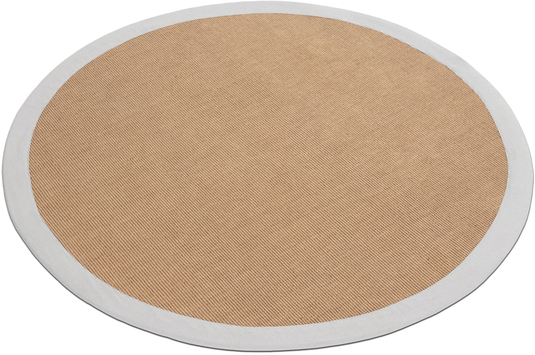 carpetfine Sisalteppich »Sisal«, rund, 5 mm Höhe, mit farbiger Bordüre, Anti-Rutsch Rückseite