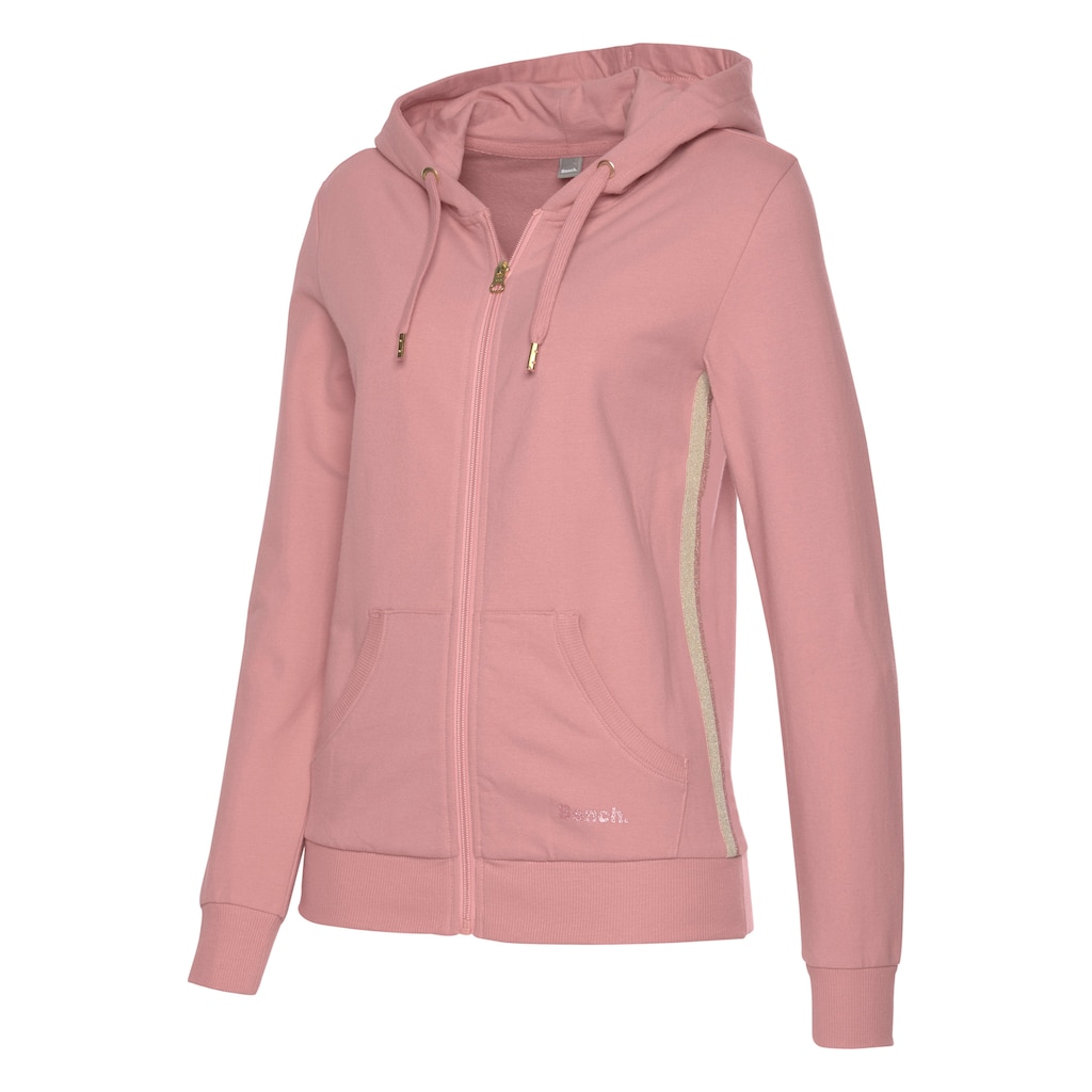 Bench. Loungewear Kapuzensweatjacke, mit Glitzer Streifen, Loungeanzug